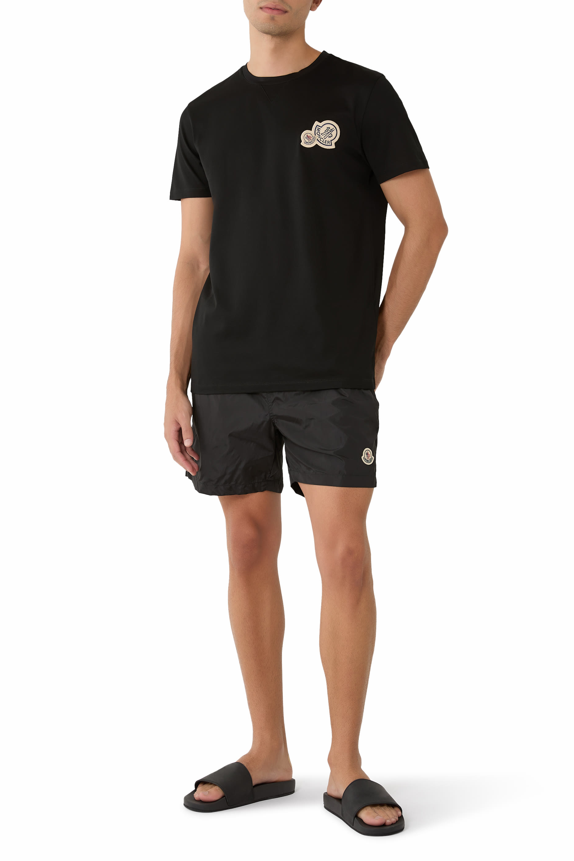 Double Logo Patch Cotton T-Shirt