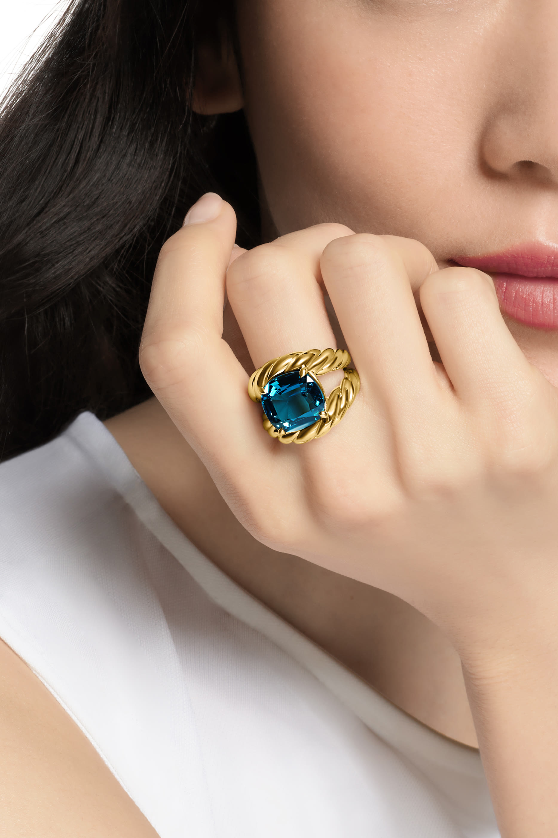 Marbella Ring, 18K Yellow Gold With Hampton Blue Topaz