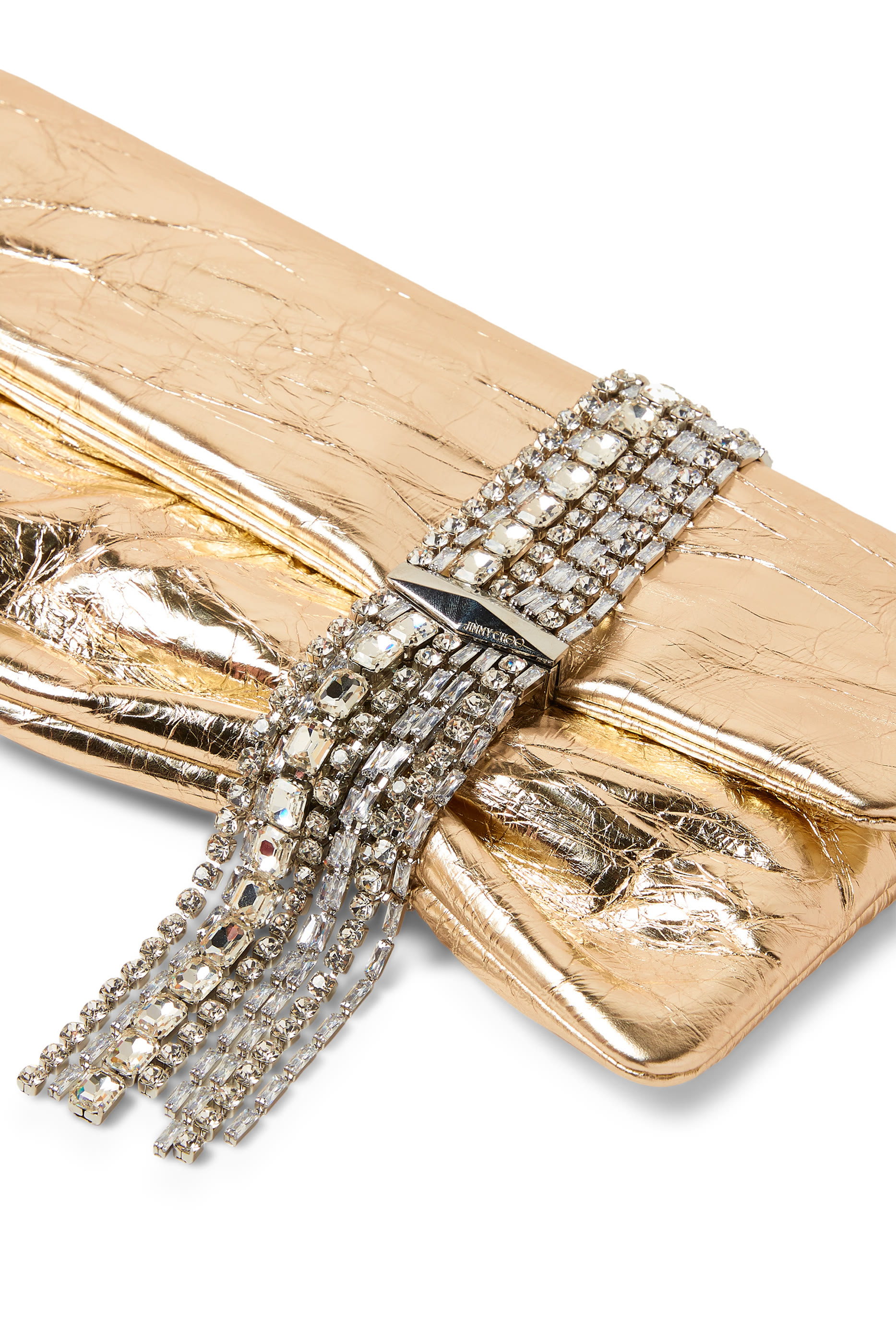 Zandra Crystal-Embellished Clutch Bag in Patent Leather