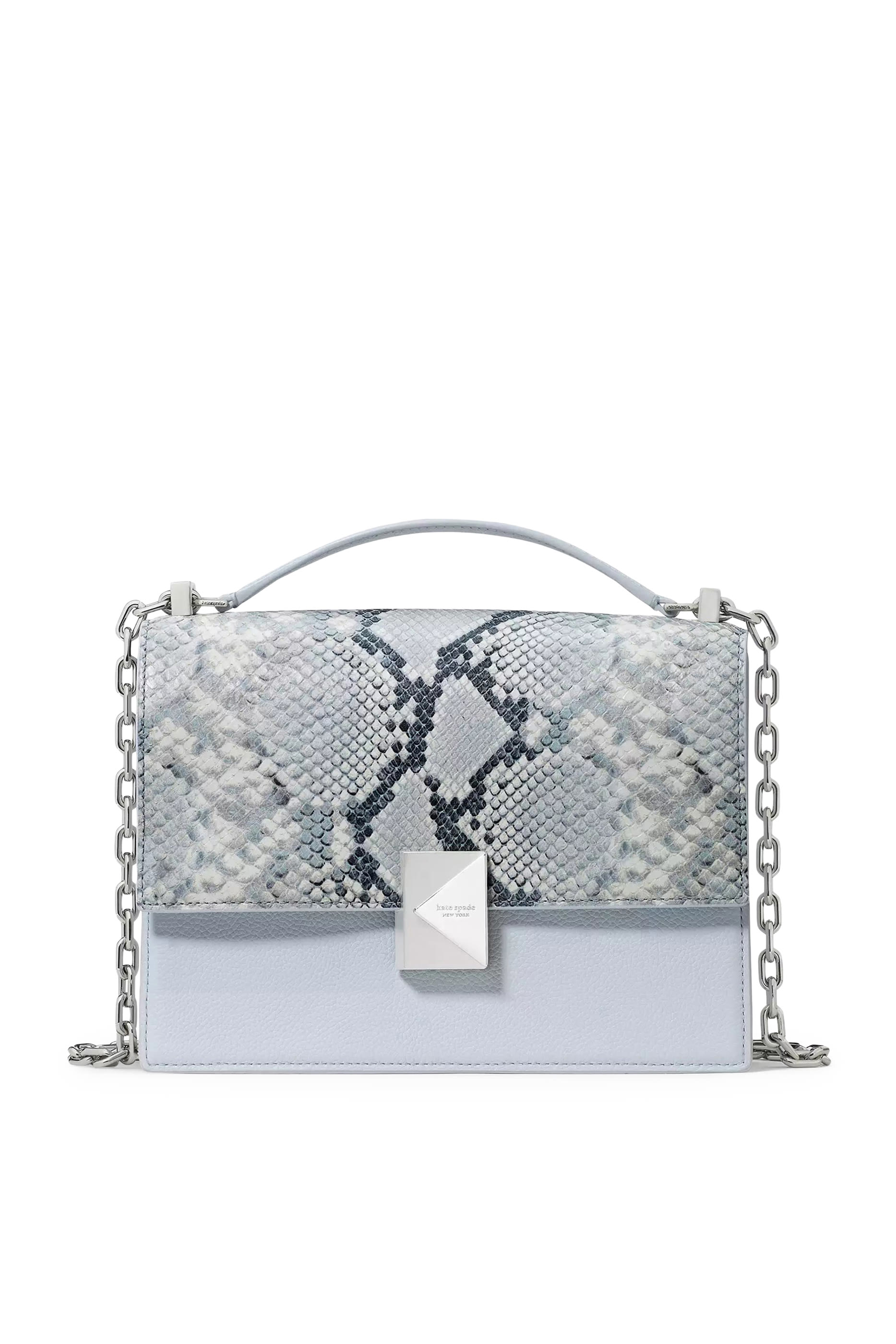 Deco Snake Embossed Chain Shoulder Bag