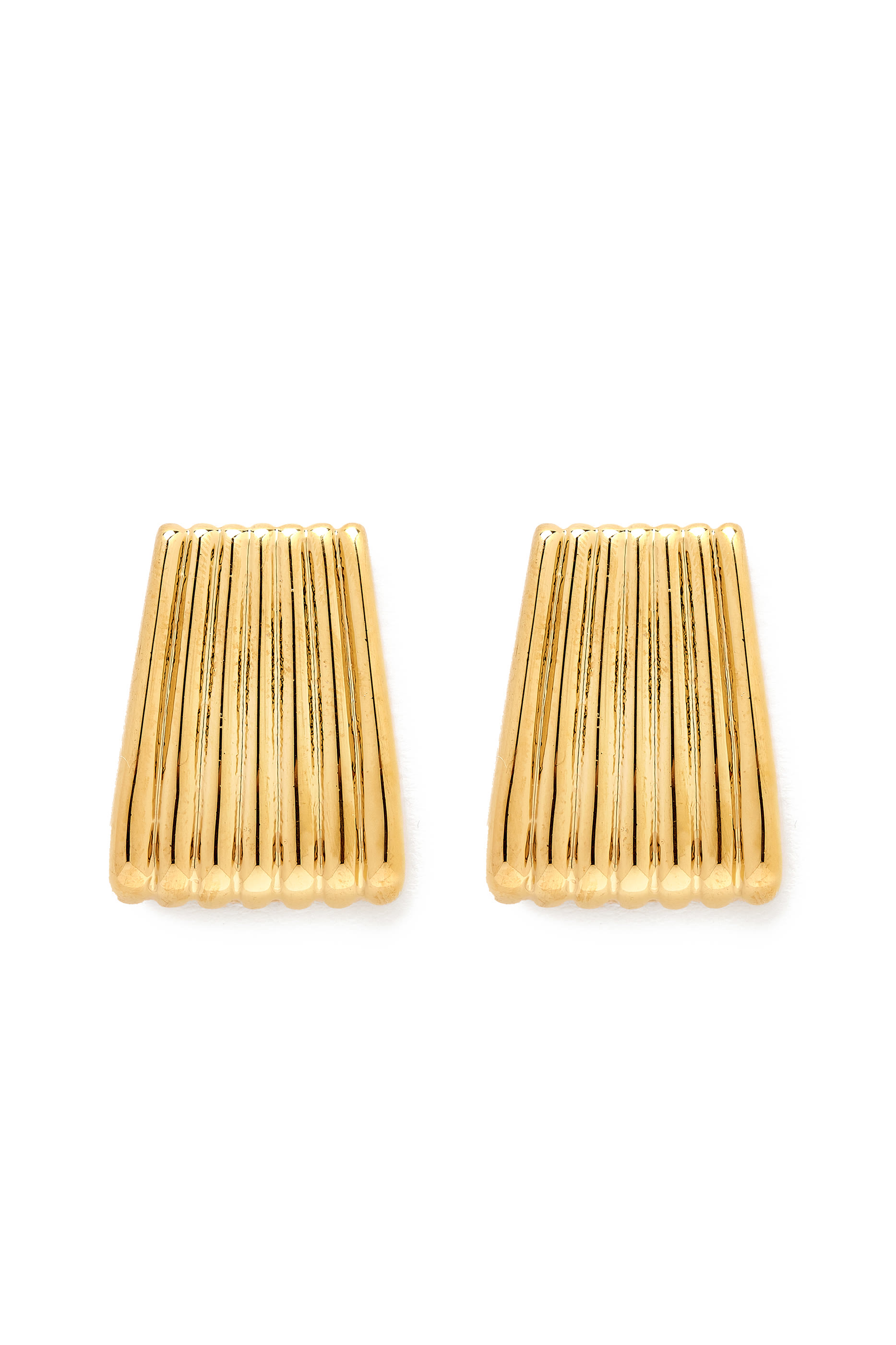  Ribbed Earrings, 18K Gold-Plated Brass