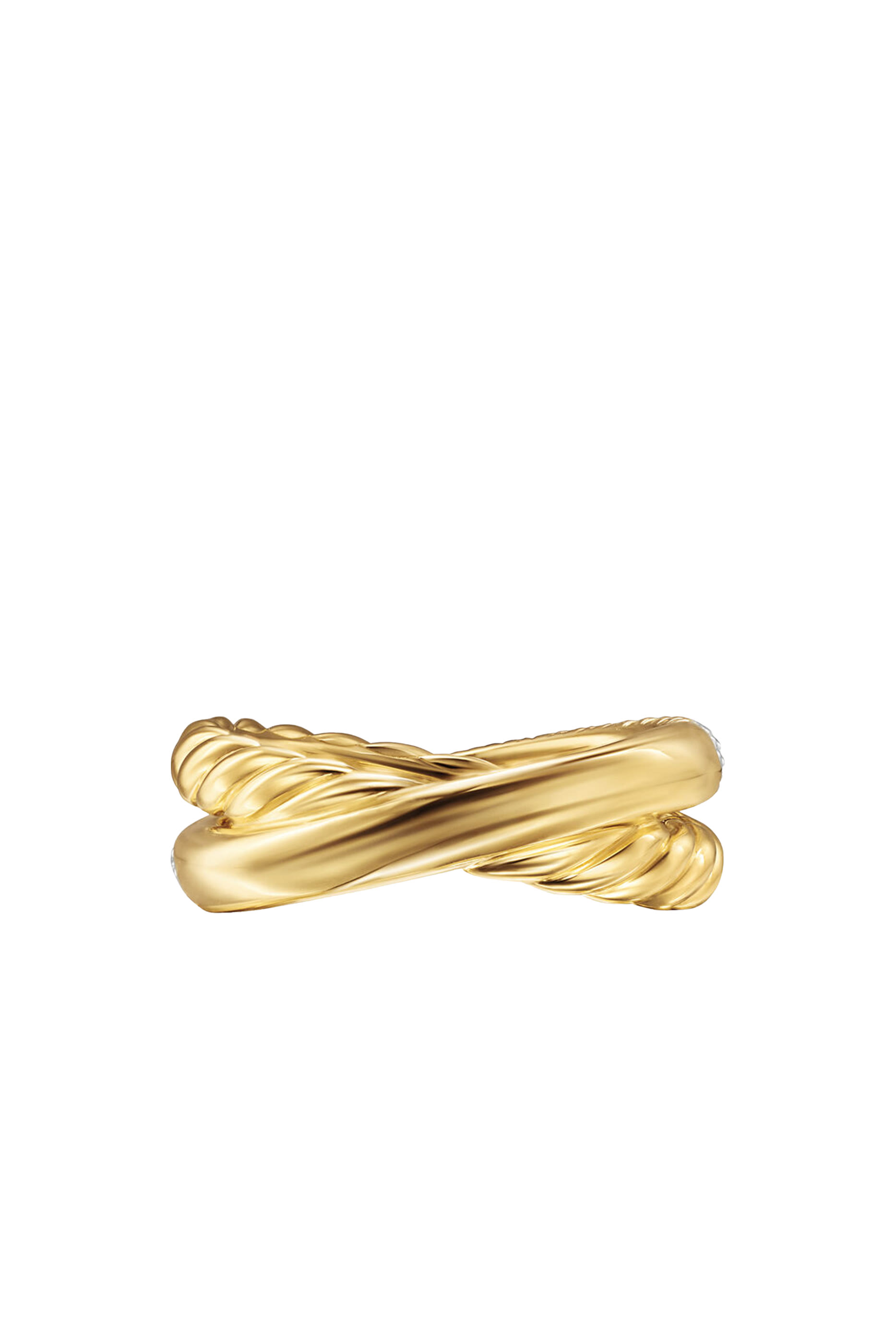 Crossover Two Row Ring, 18K Yellow Gold & Diamonds