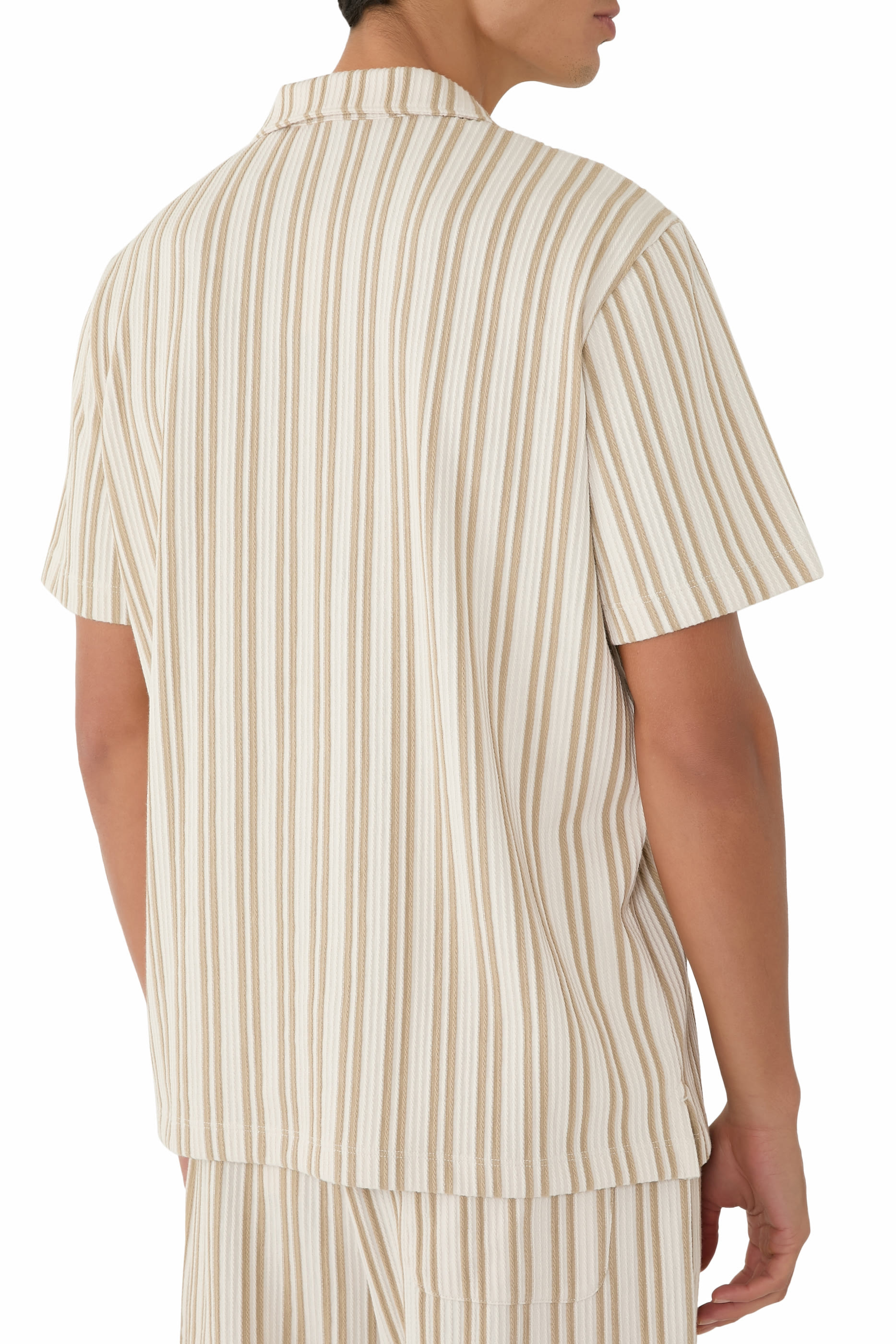  Jacquard Stripe Button-Front Shirt
