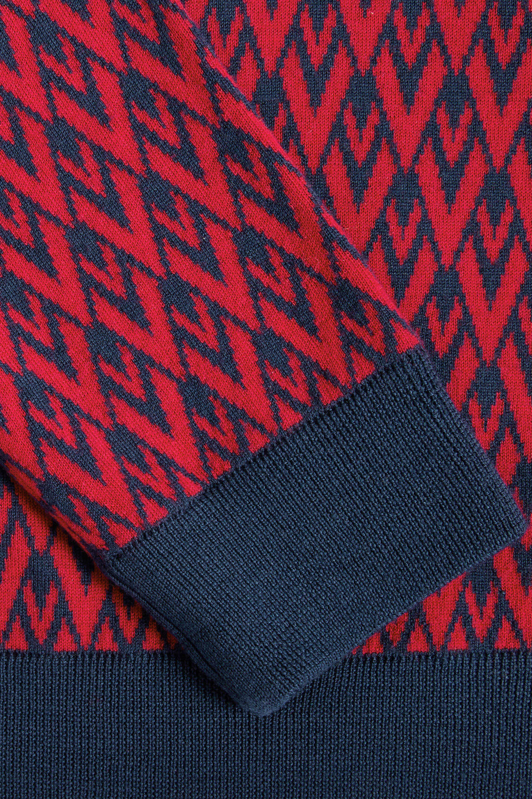 Wool Sweater with Toute la V Jacquard Pattern 