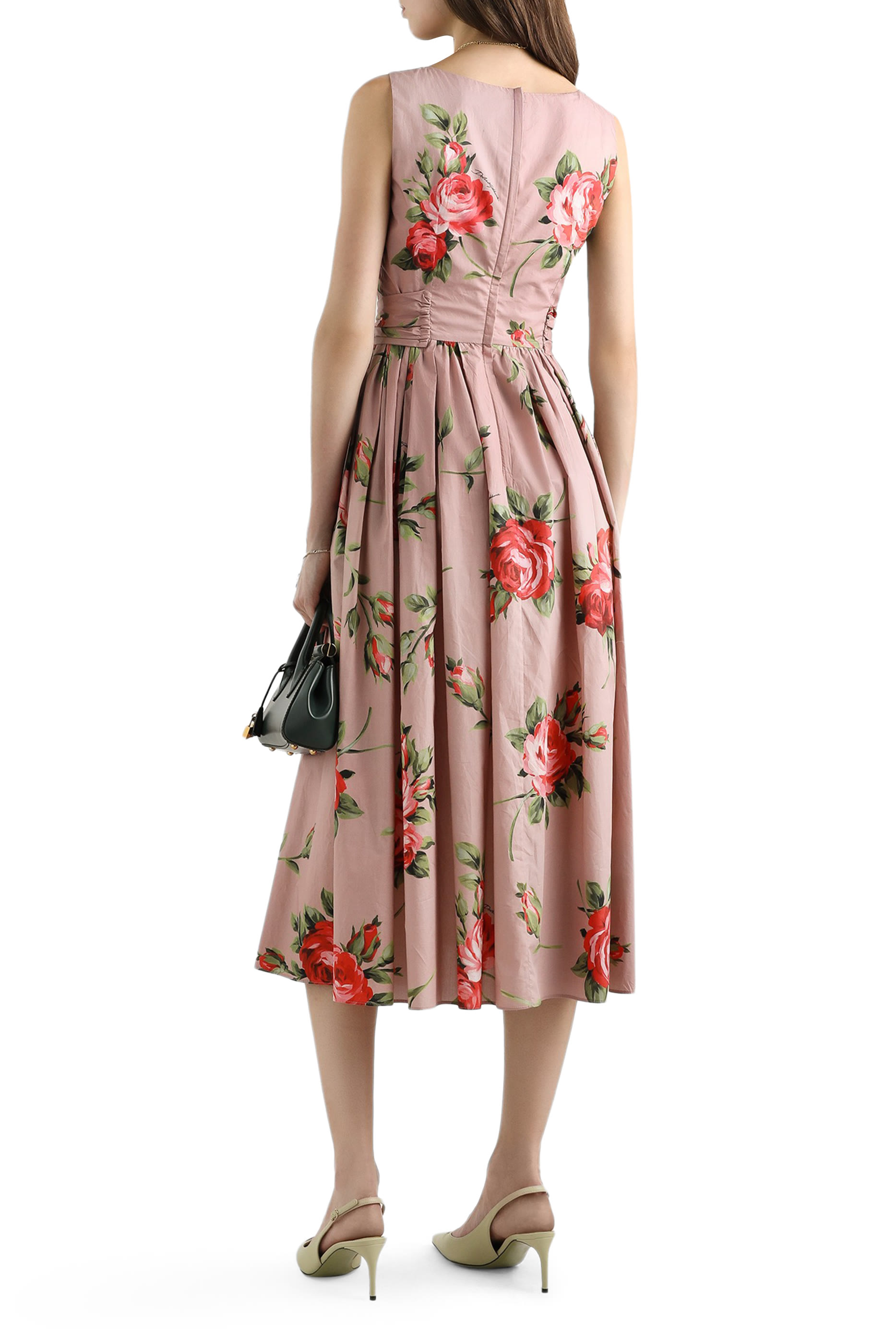 Rose Bouquet-Print Cotton Dress