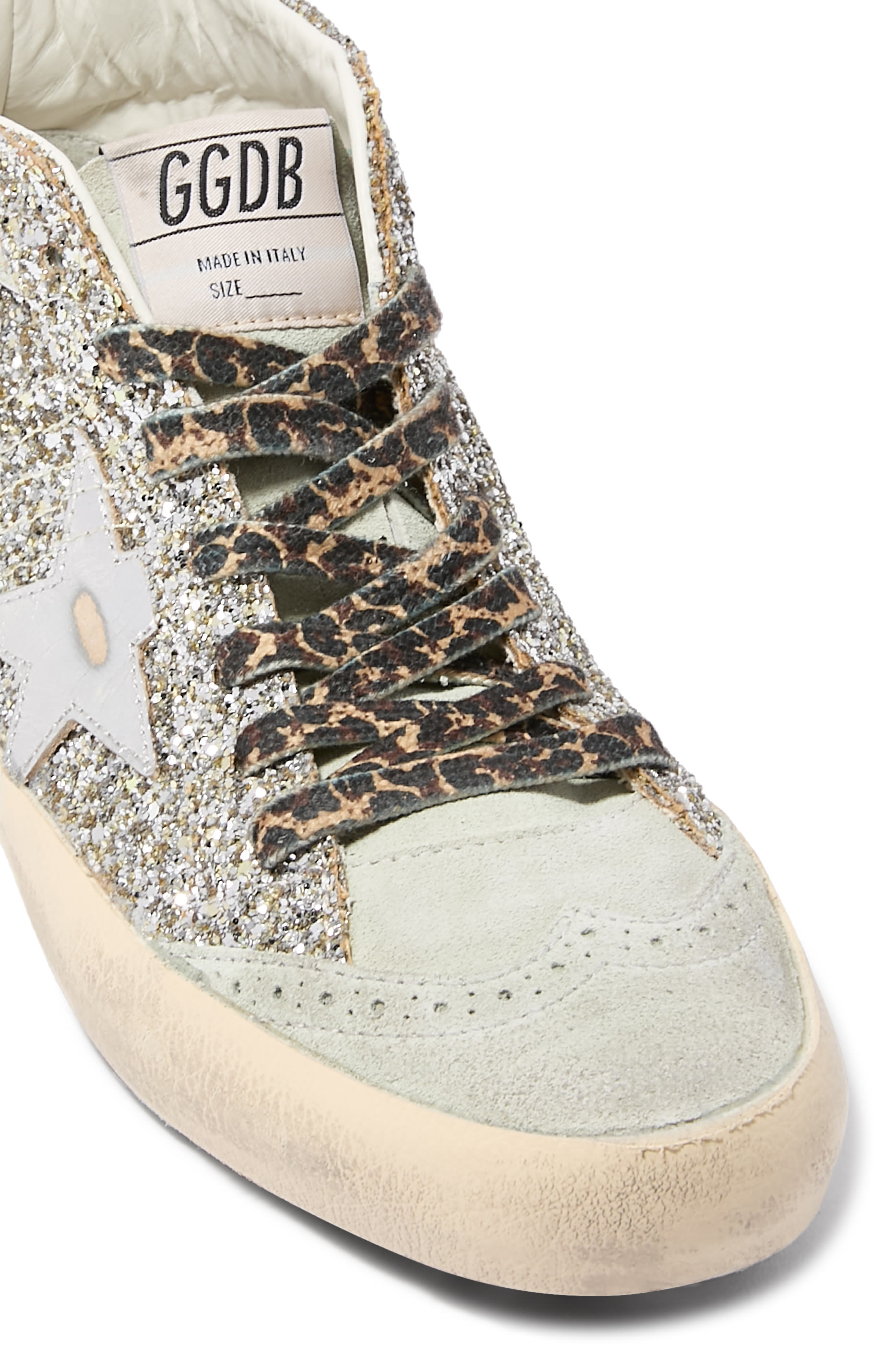 Mid Star Sneakers in Silver Glitter with Silver Star