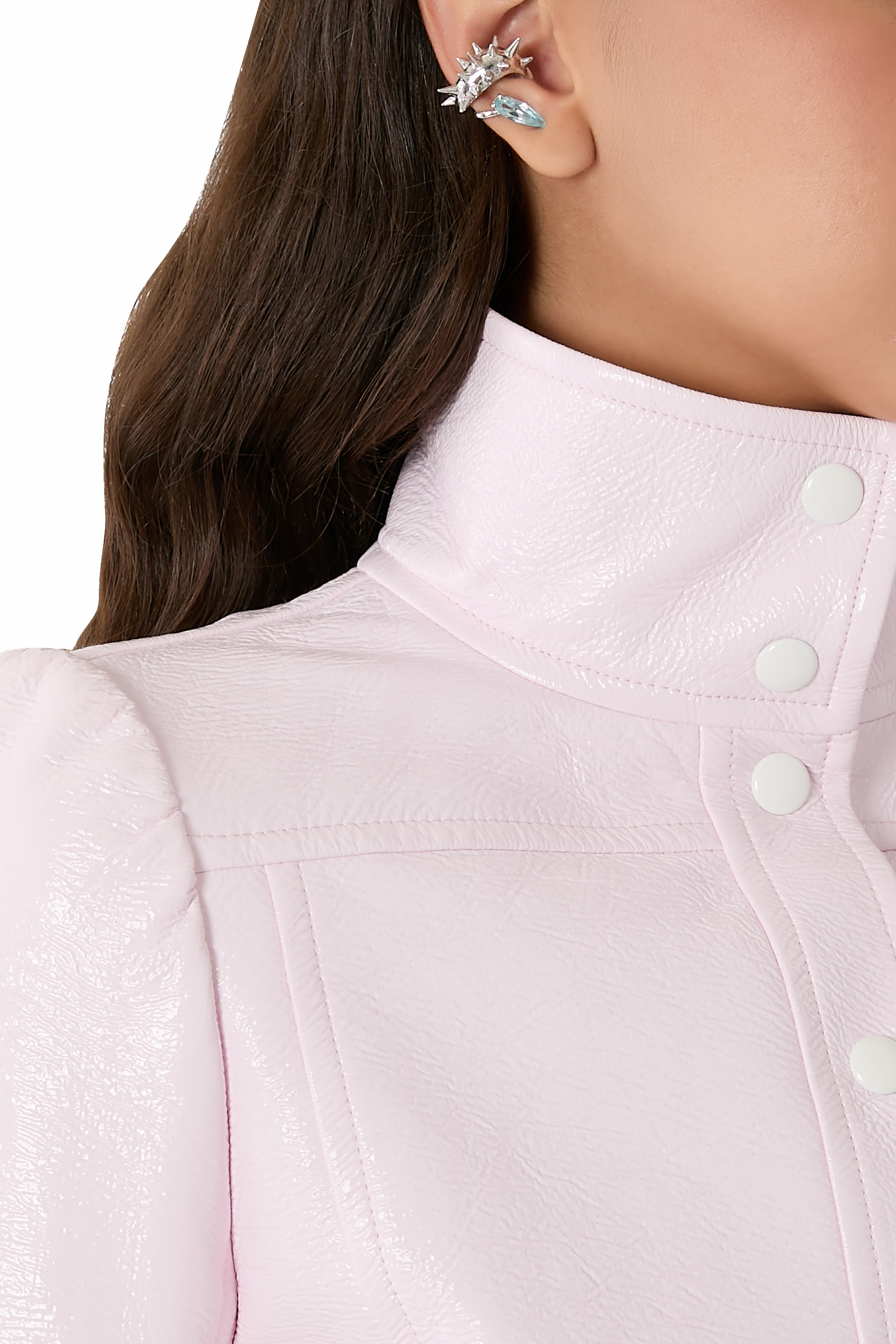 Mini Spike Alien Single Ear Cuff, 925 Sterling Silver & Crystal