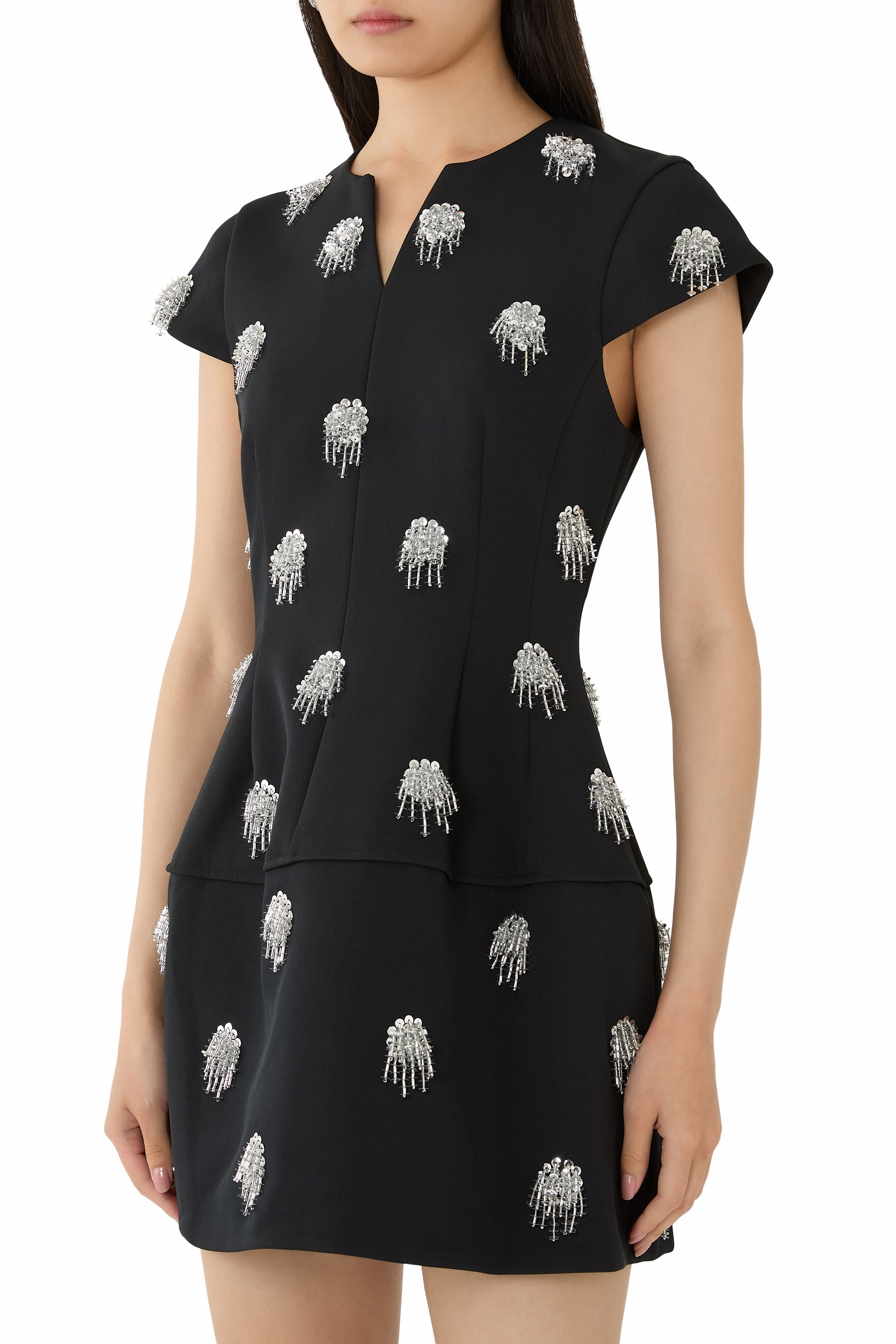  Bethanie Twill Embellished Mini Dress