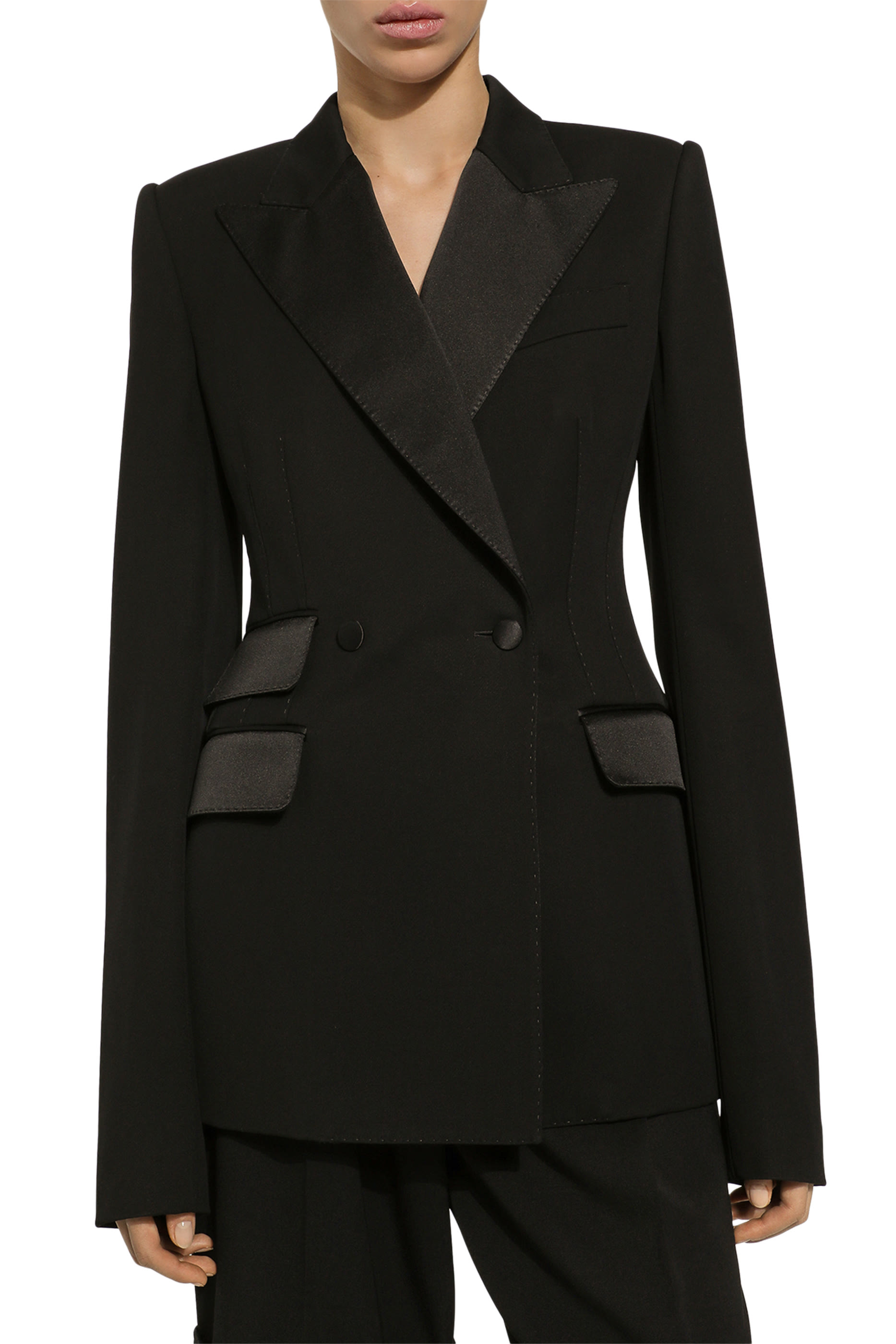 Double-Breasted Woolen Jacket with Side Vents