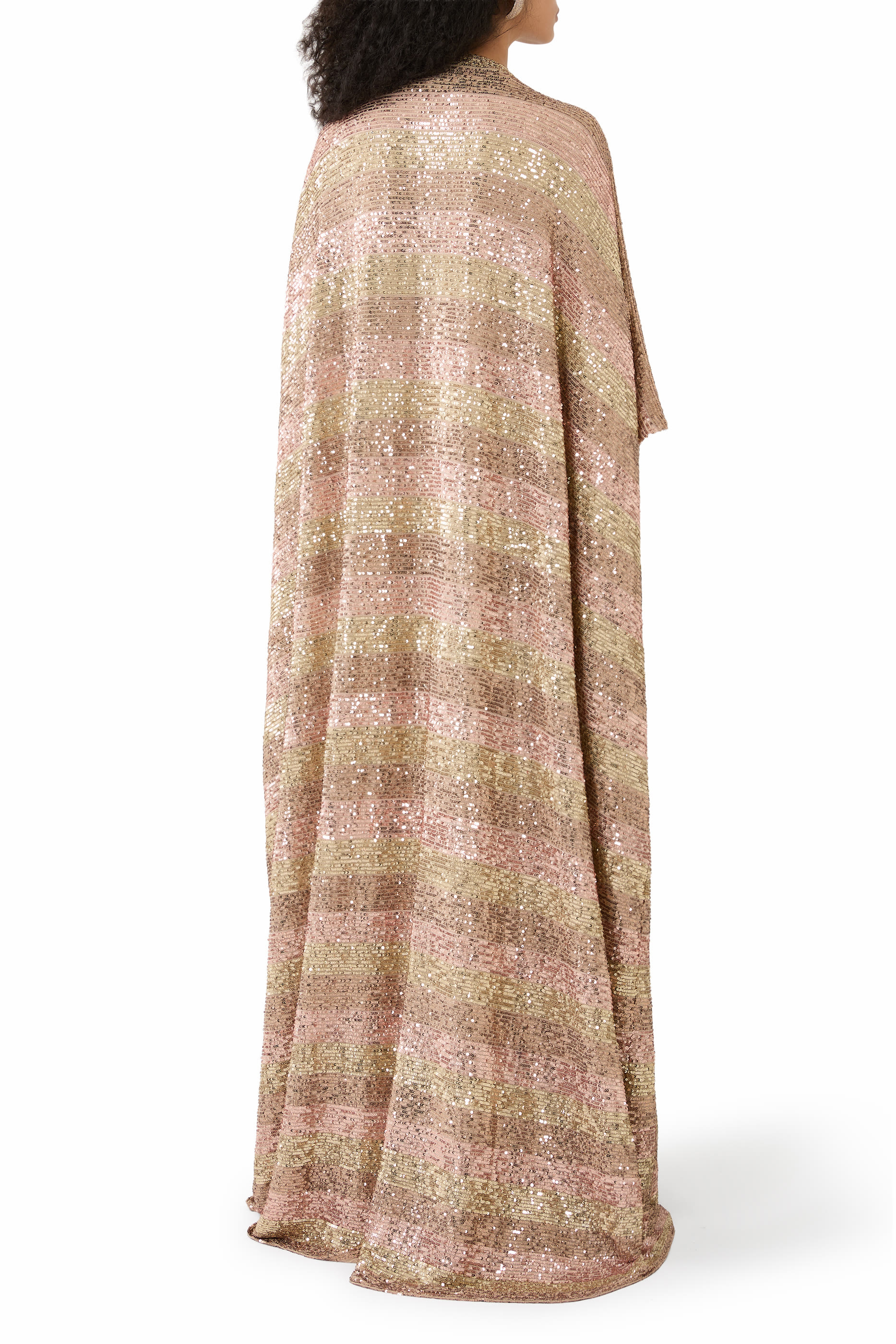 Striped Sequin Kaftan with Inner Belt