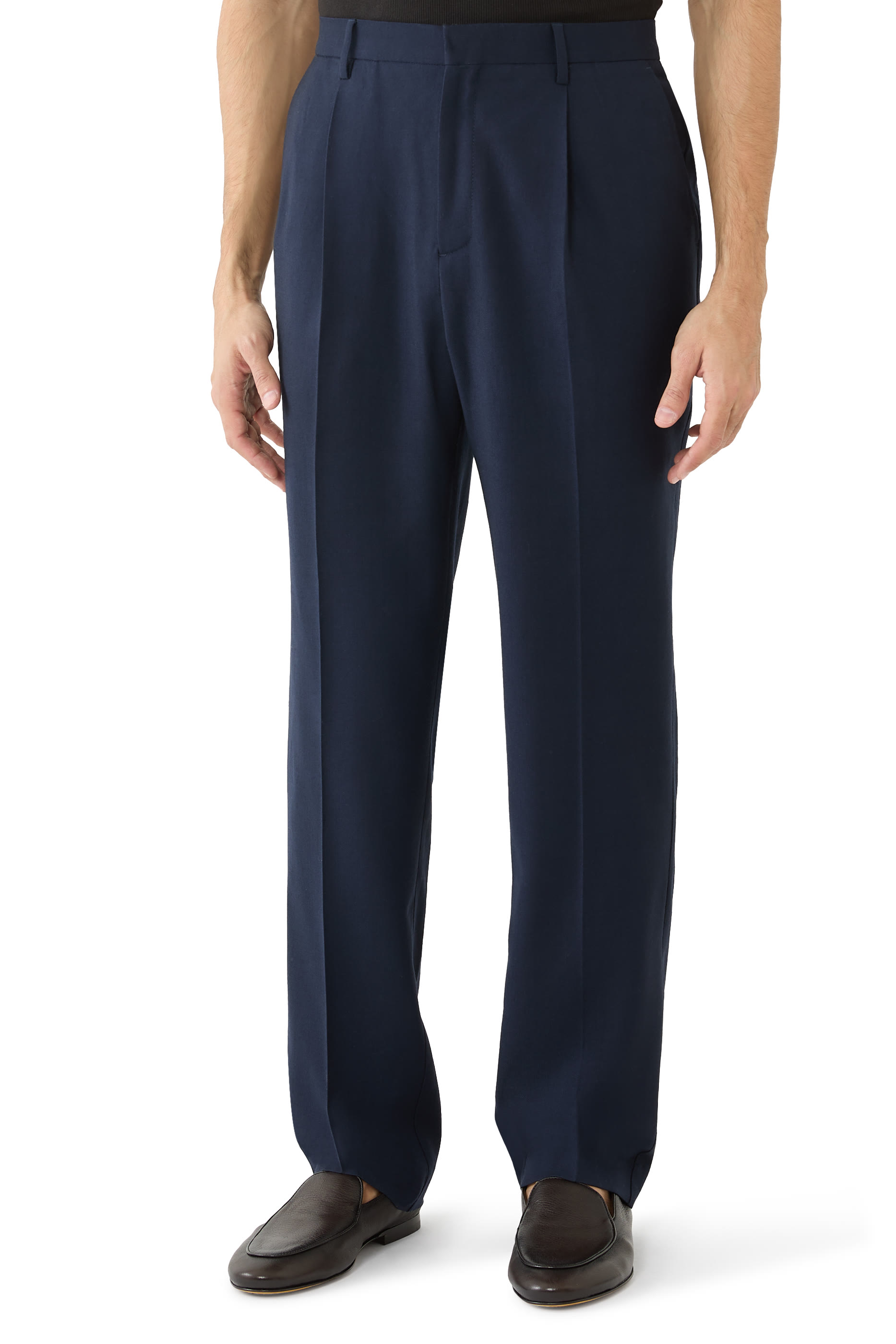 Pleated Wool Twill Trouser