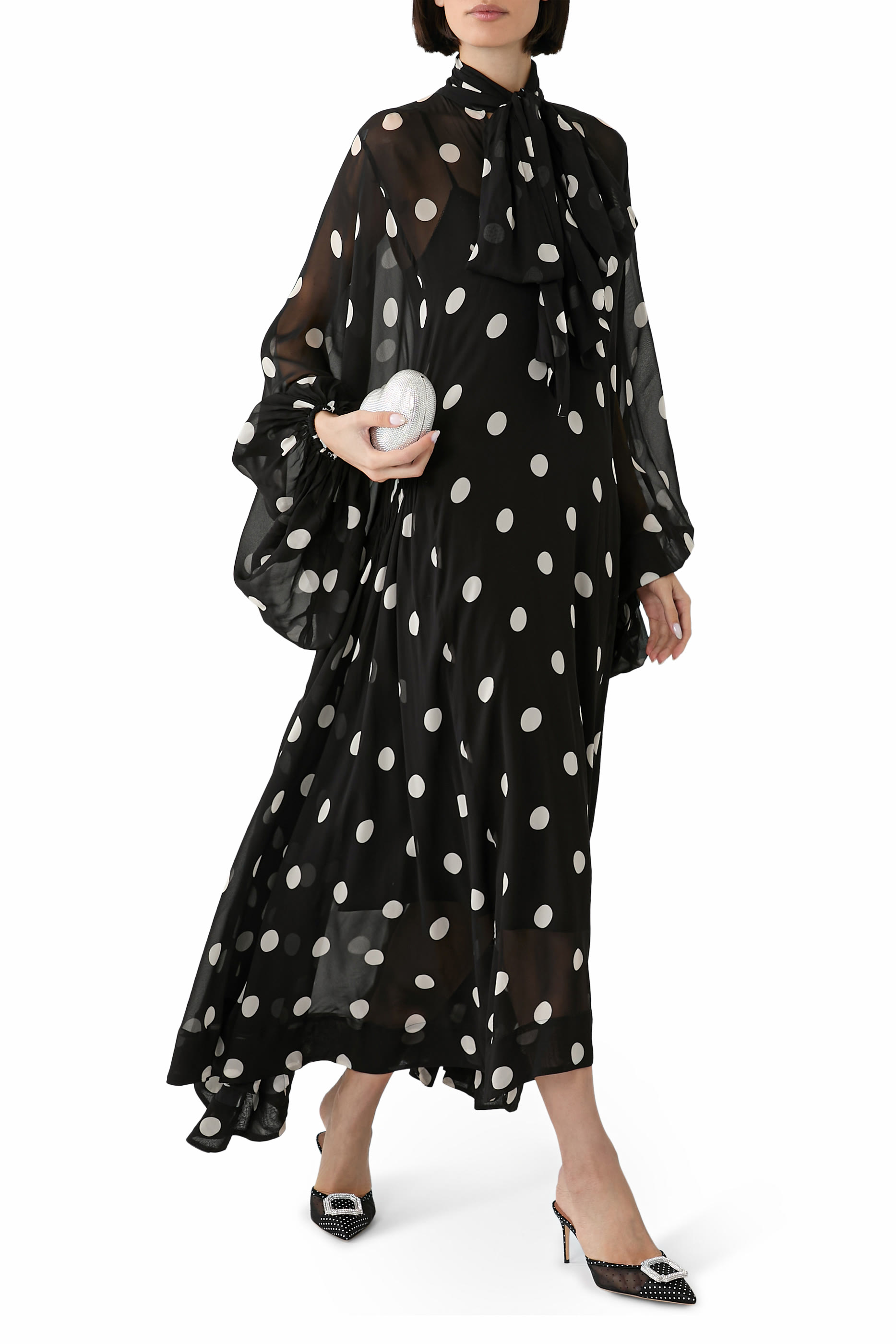 Crush Tie Neck Billow Dress