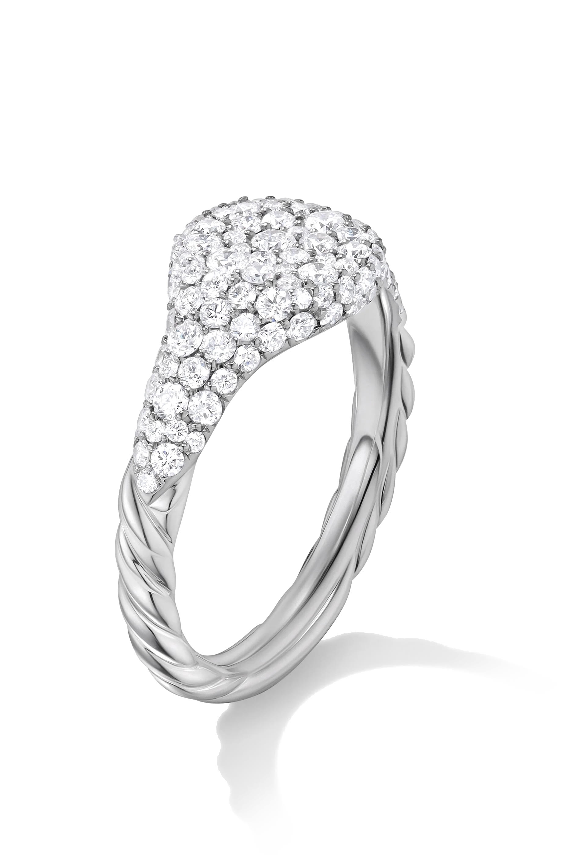 Mini Chevron Pinky Ring, 18K White Gold & Diamonds