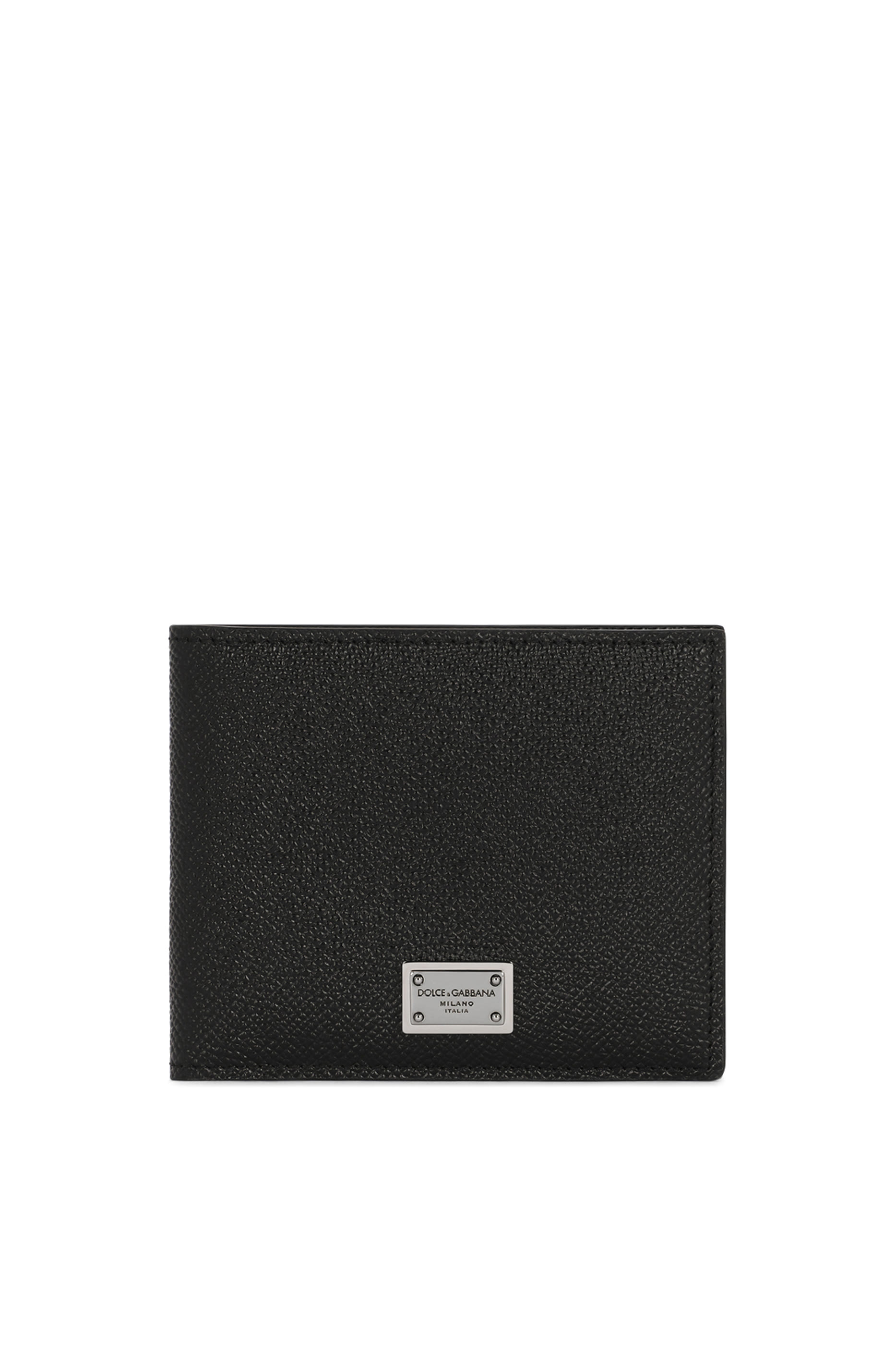 Calfskin Bifold Wallet with Logo Tag 