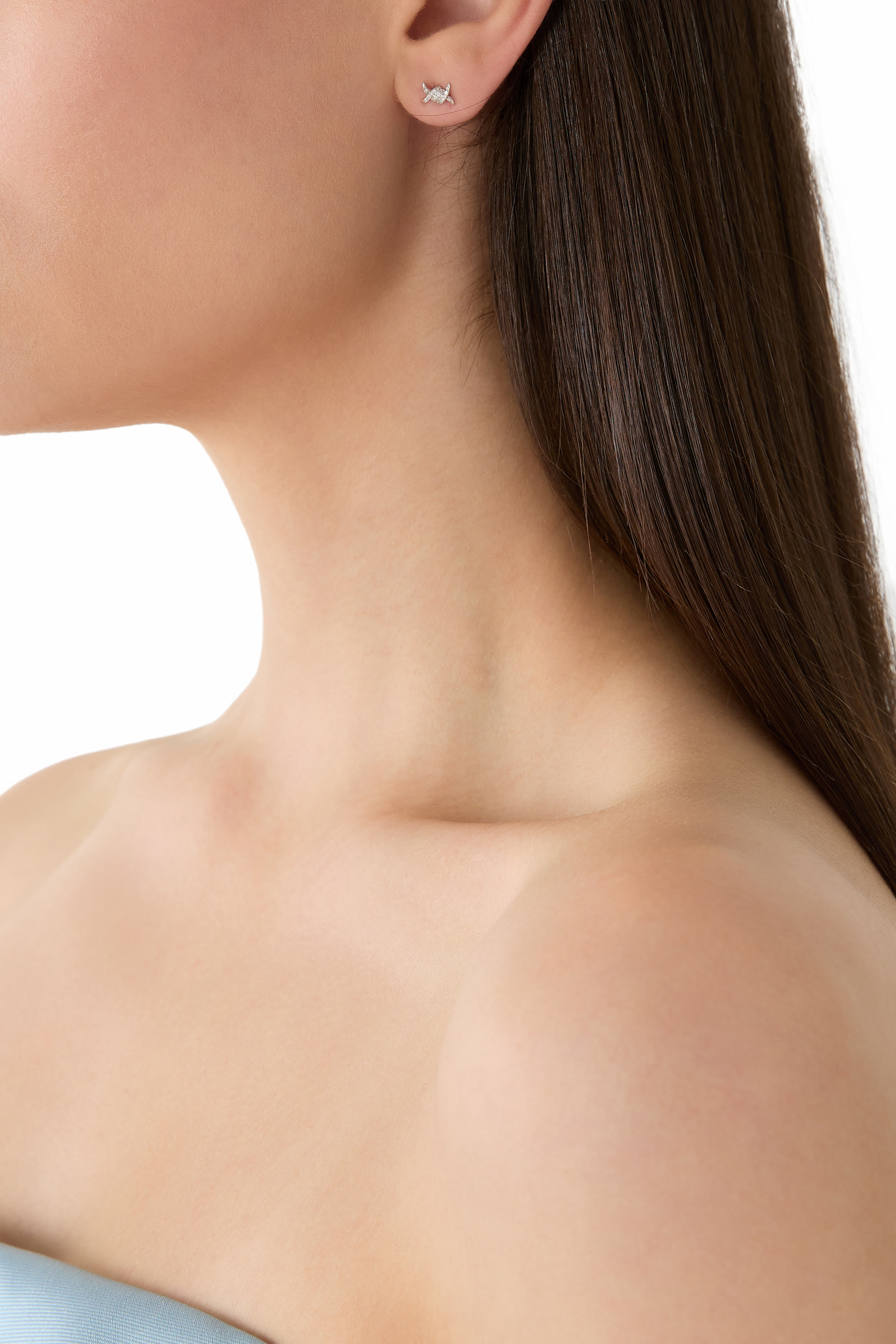  Barbel&eacute; Stud Earrings, 18K White Gold & Diamonds