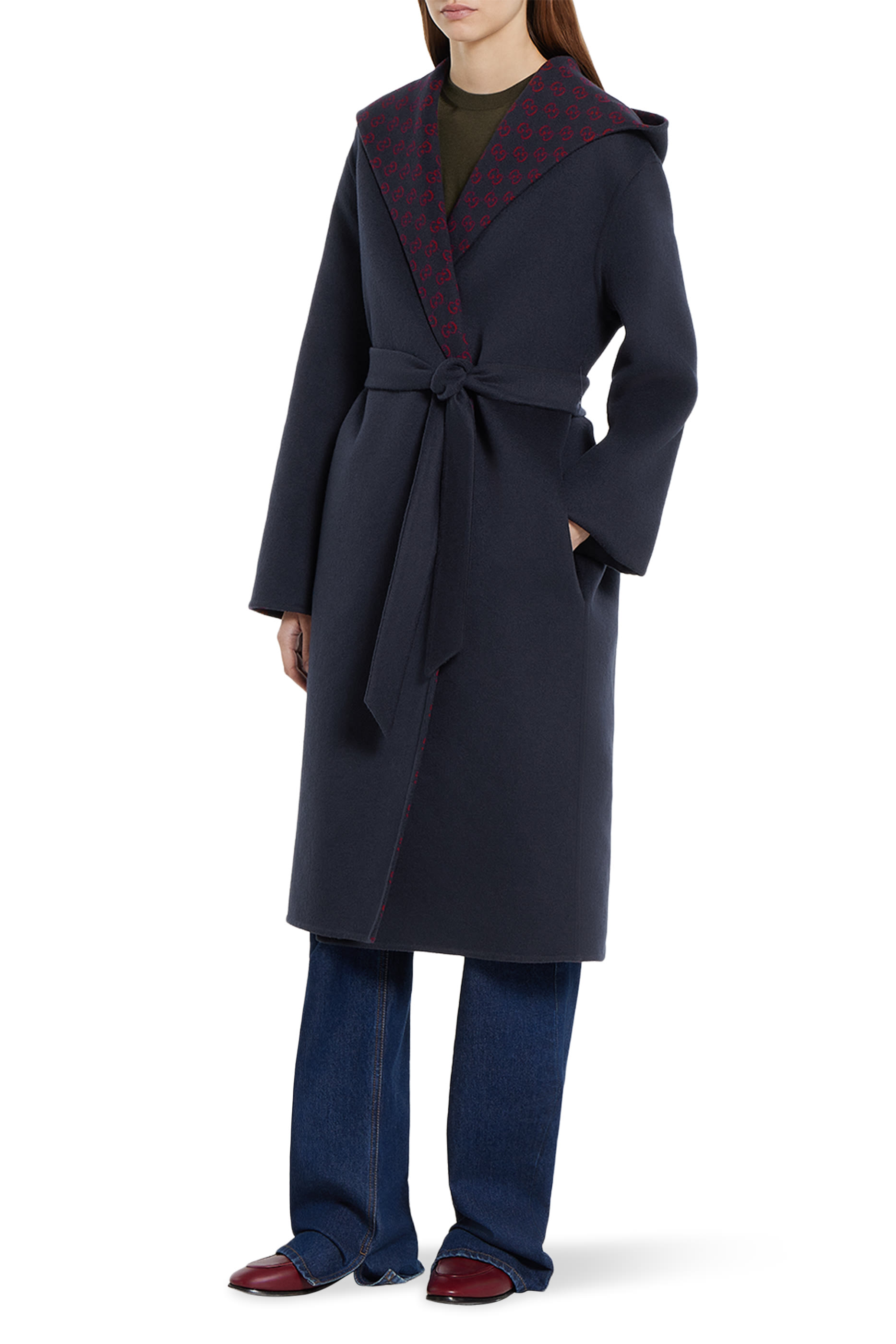 Reversible Wool Silk Hooded Coat