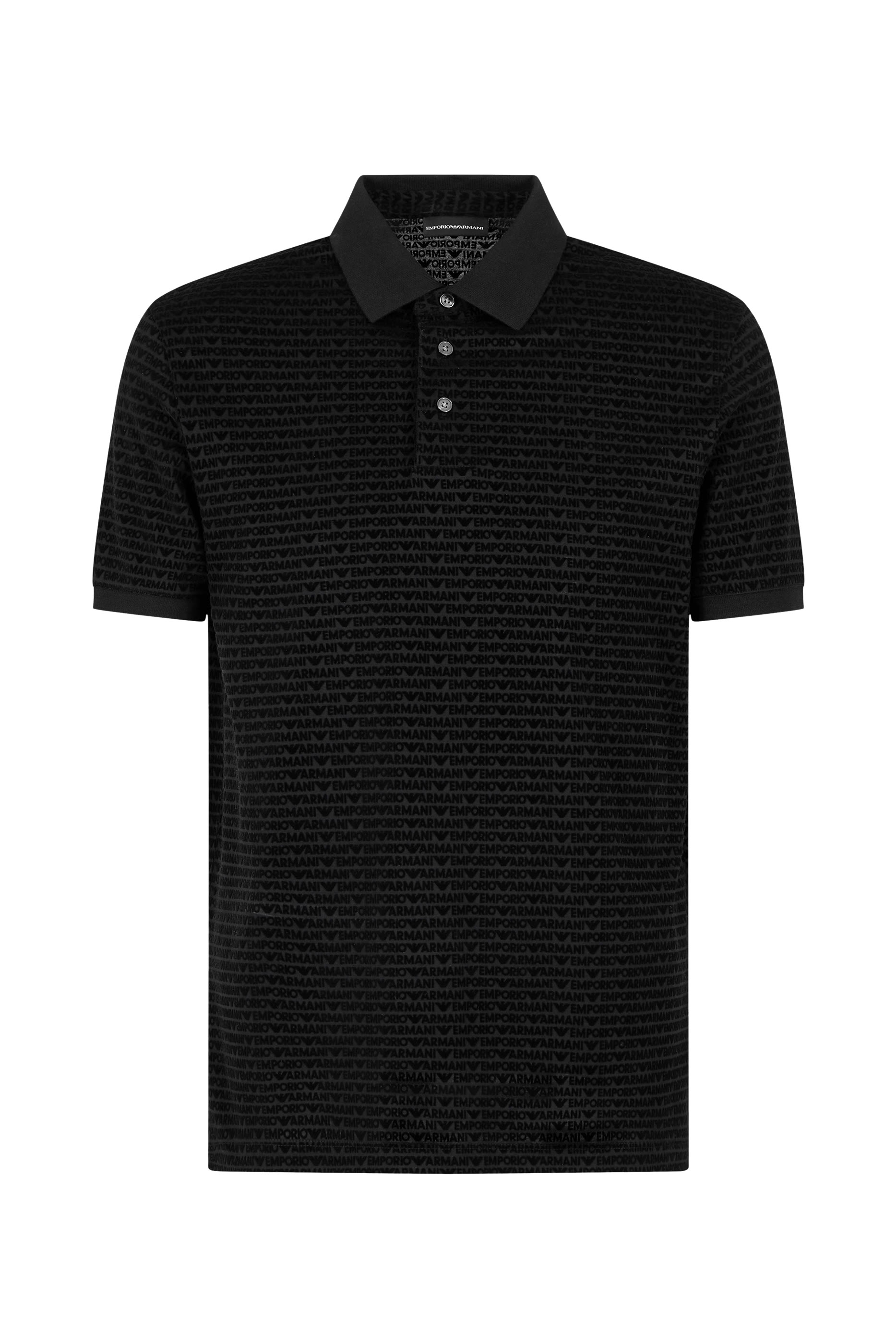 Jersey Polo Shirt with All-Over Jacquard Lettering