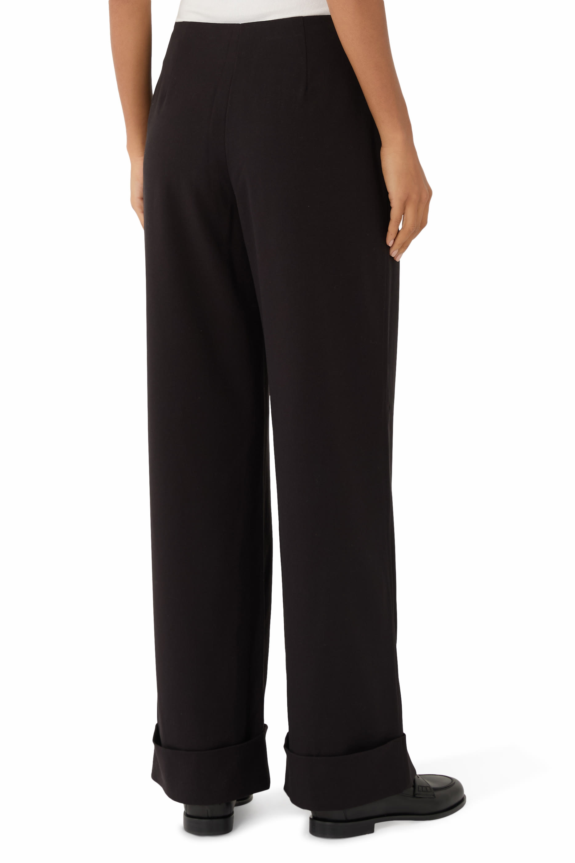 Folded Wide-Leg Formal Trousers