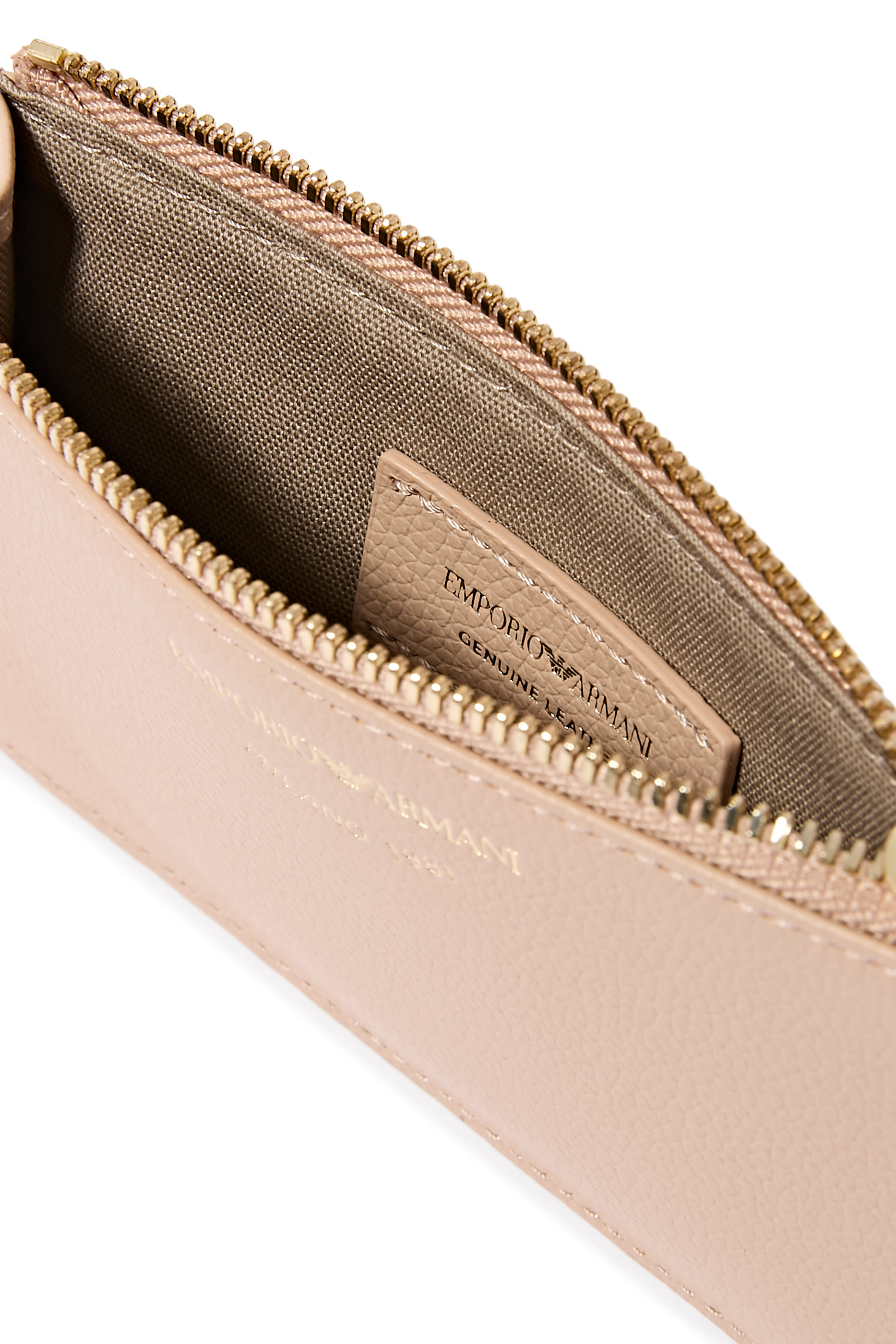 Zipped Tumbled-Leather Card Holder