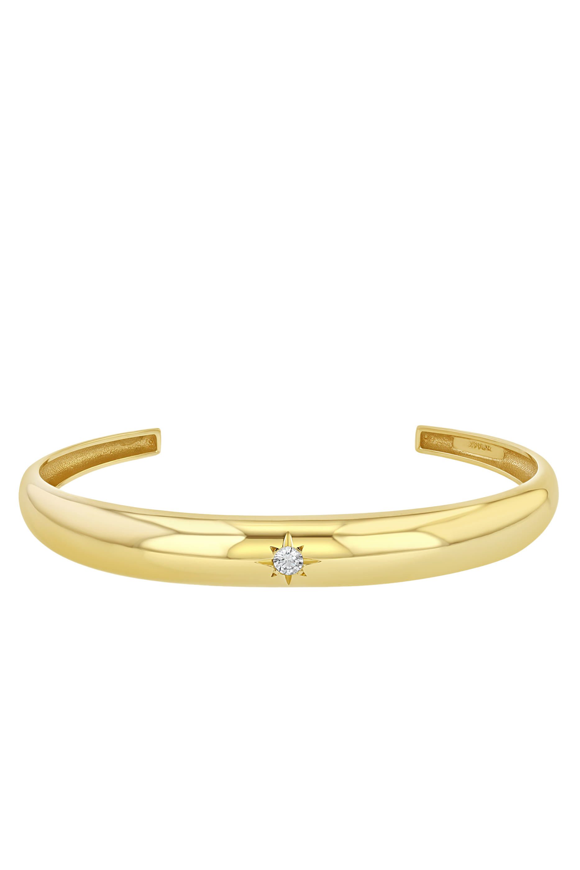 Single Star Small Aura Cuff, 18K Yellow Gold & Diamond