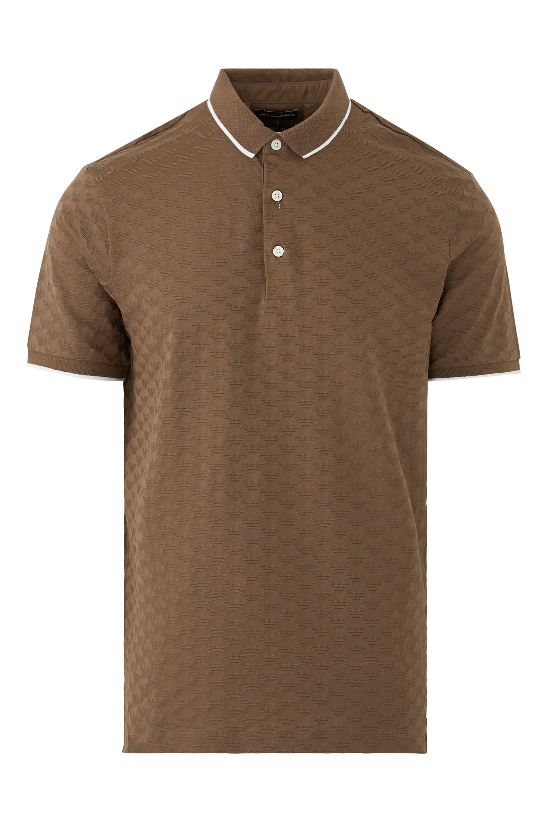 Mercerised Jersey Polo Shirt with All-Over Jacquard Eagle