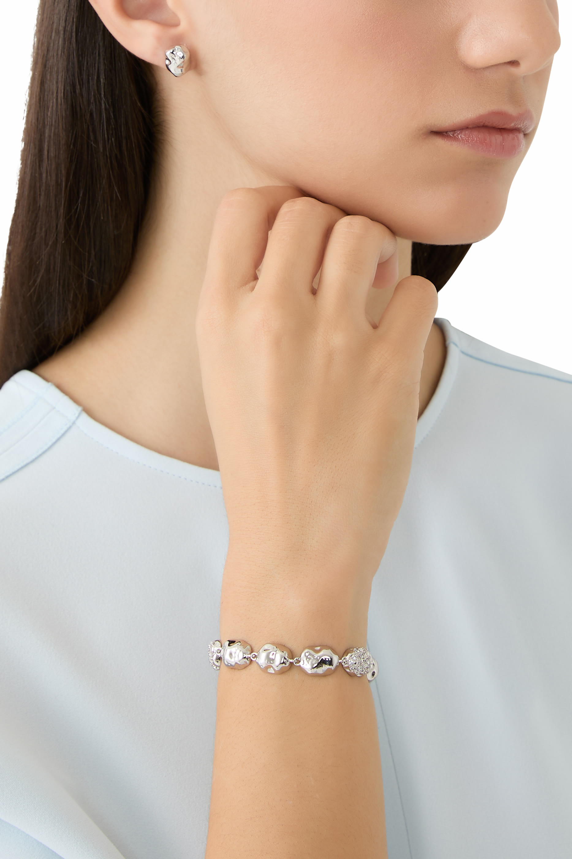 Eva Bracelet, Rhodium-plated Brass & Zirconia