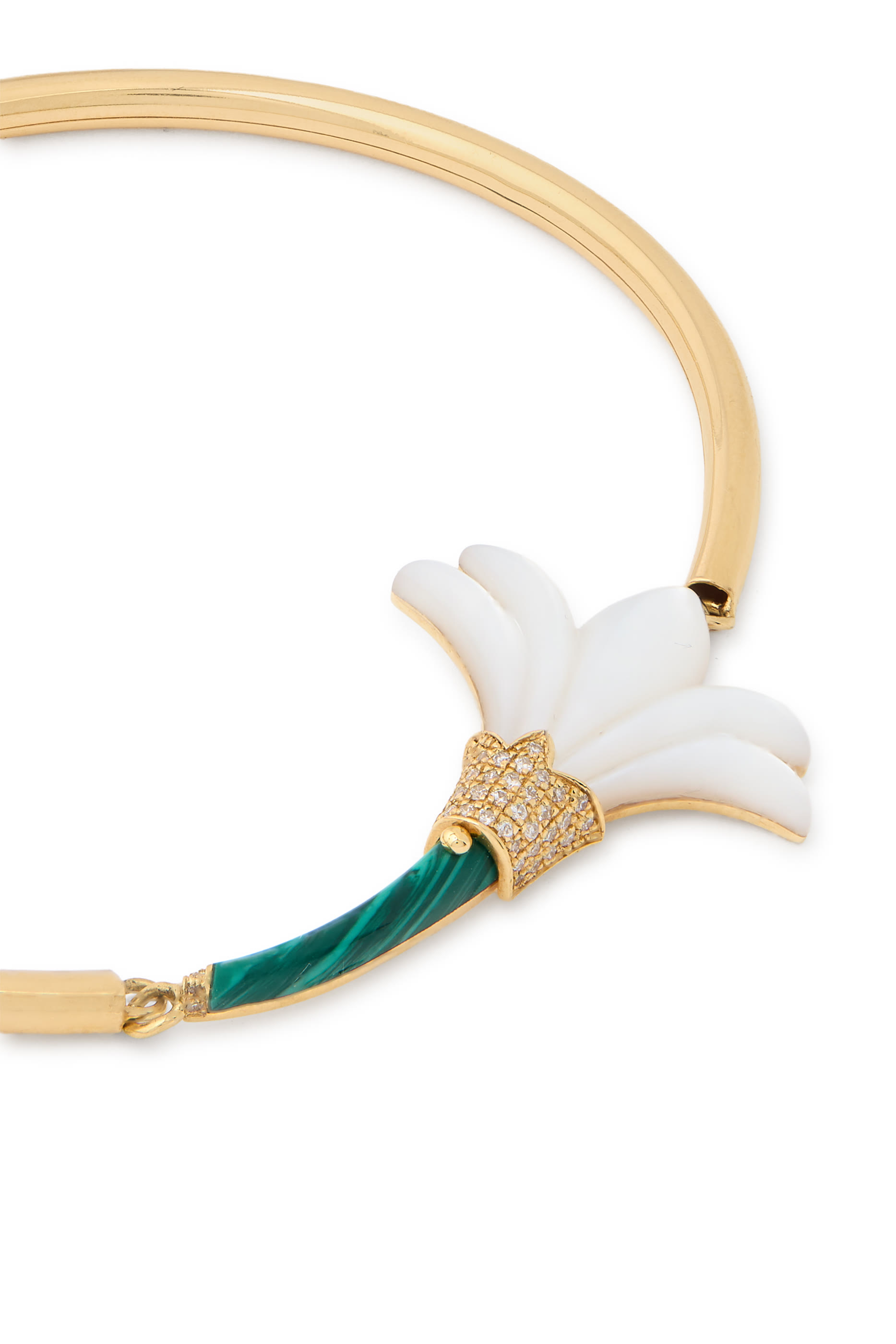 Psychedeliah Bracelet, 18k Yellow Gold, Malachite & Diamonds, Mother of Pearl