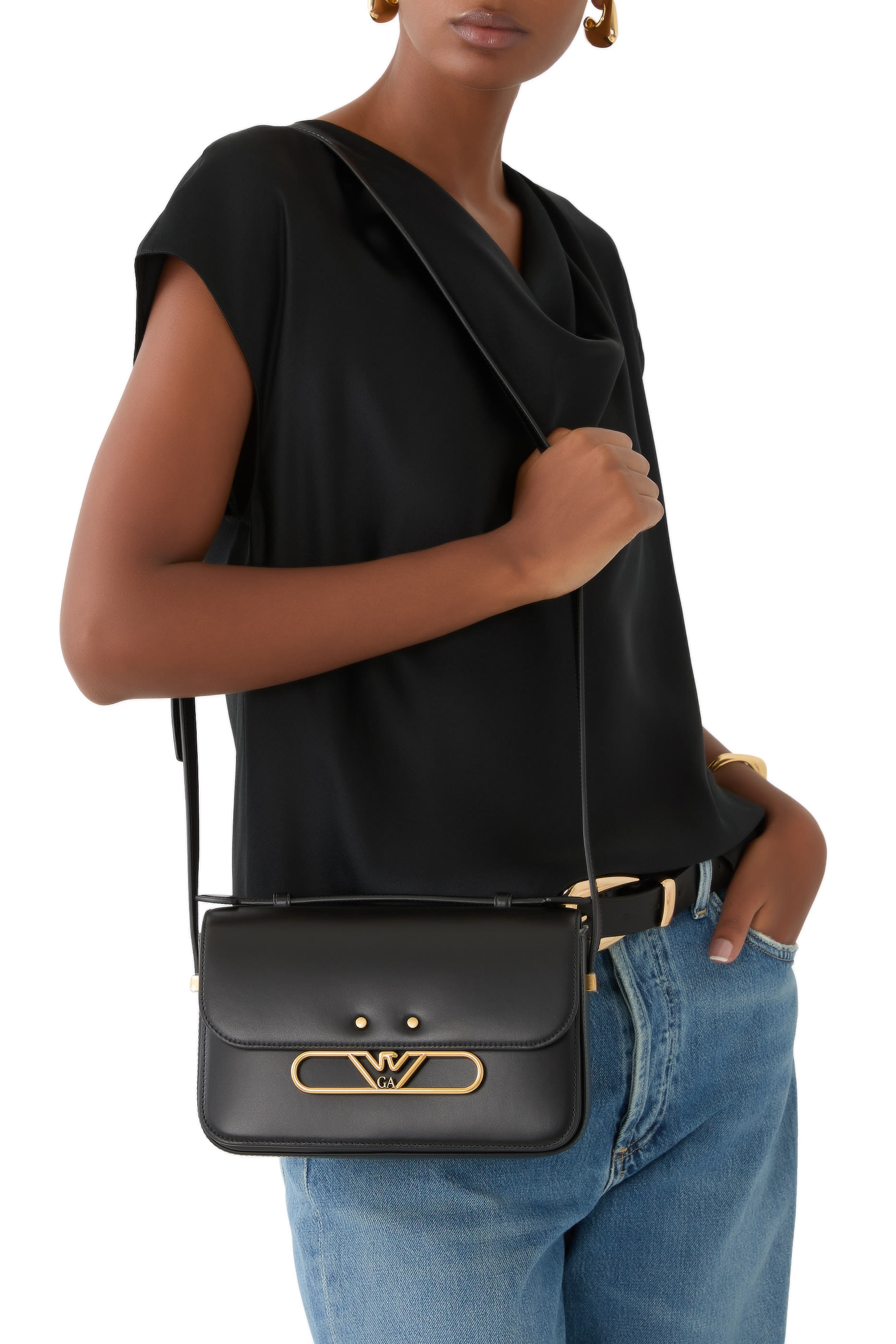 Metal Eagle Logo Shoulder Bag