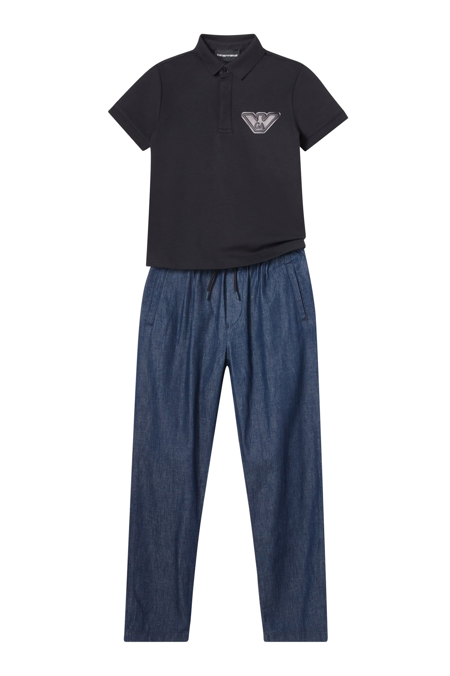 Kids Eagle Logo Cotton Polo Shirt 