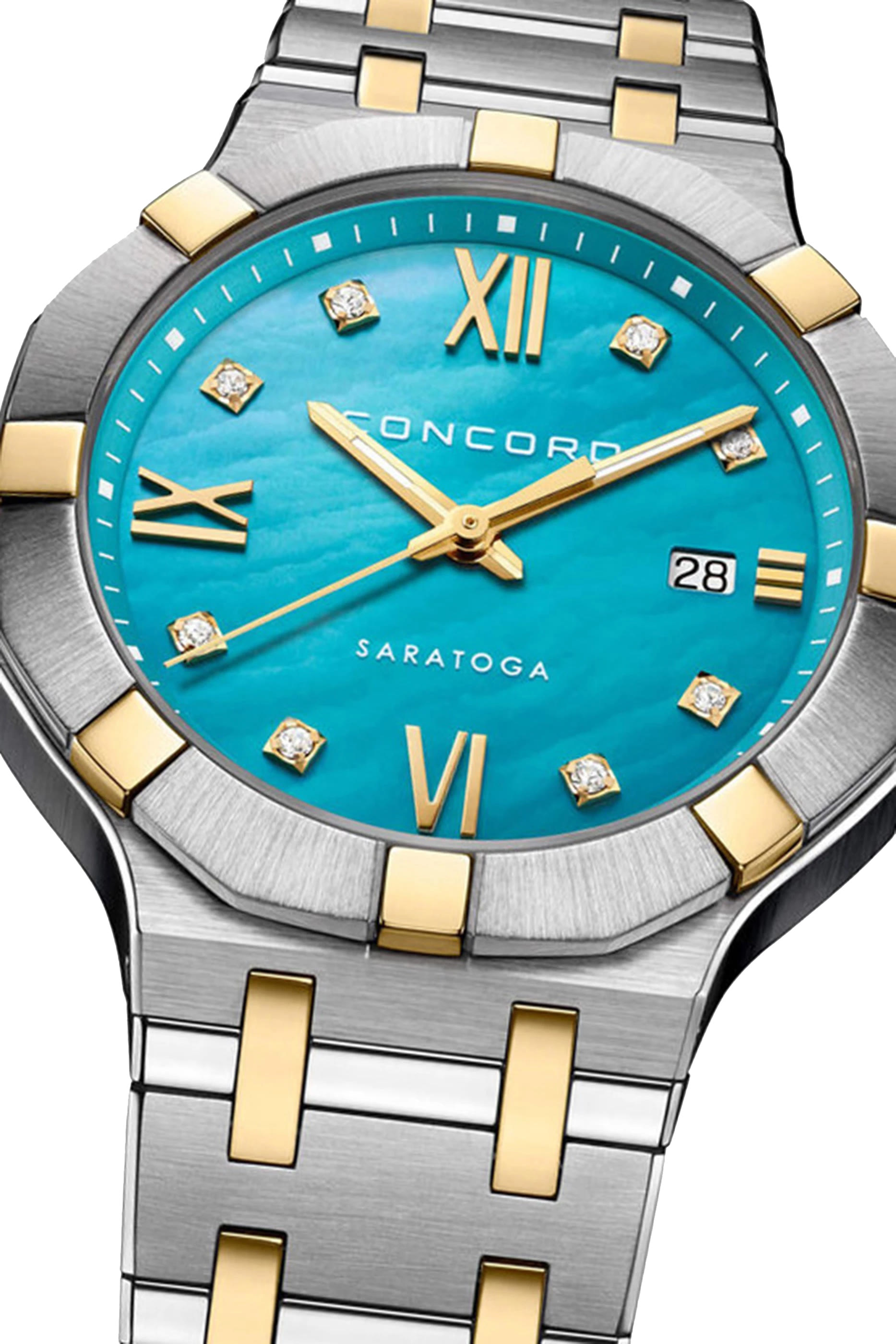 Saratoga Watch, Stainless Steel, 18k Yellow Gold & Sapphire Crystal, Diamonds