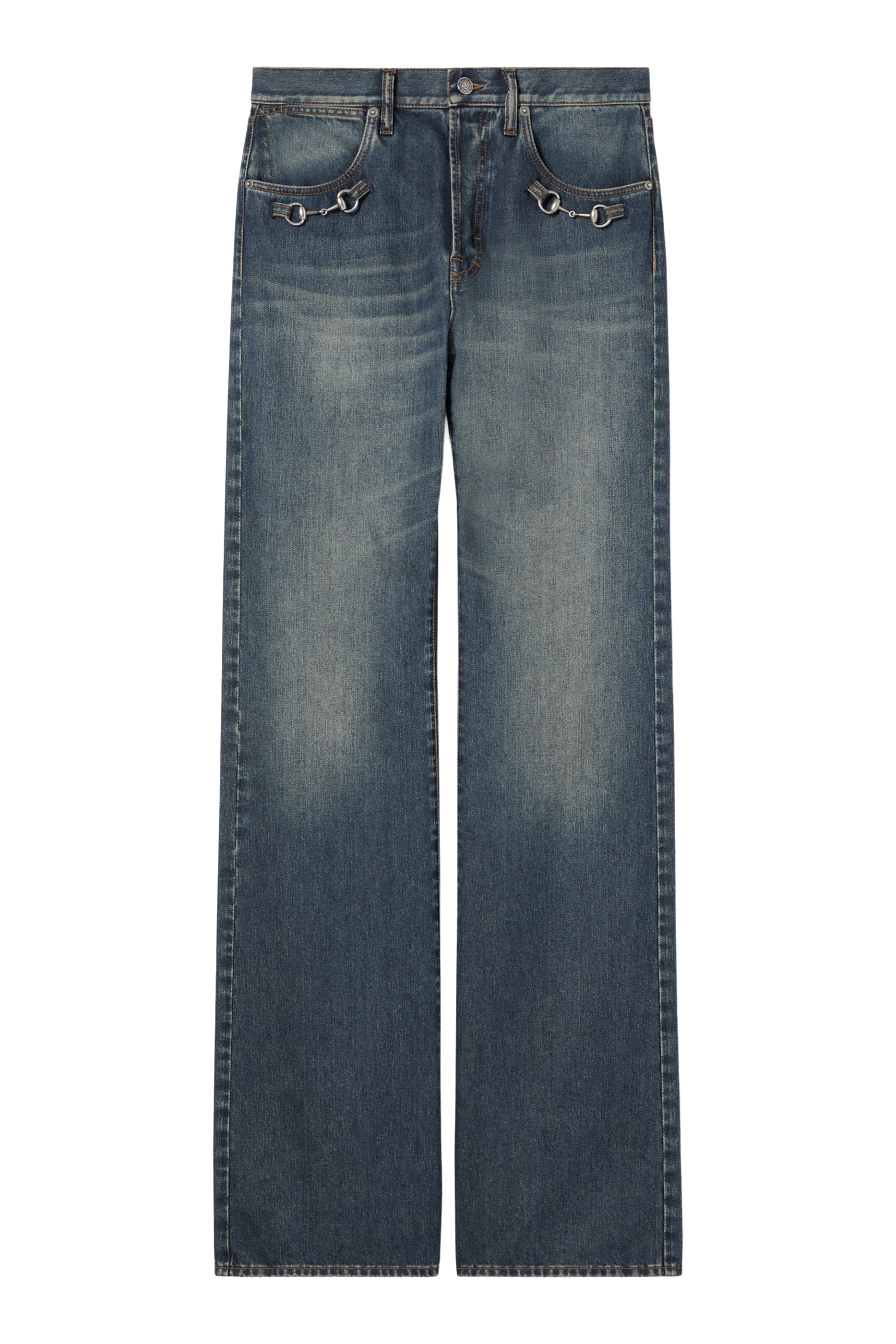Horsebit Detail Denim Pants
