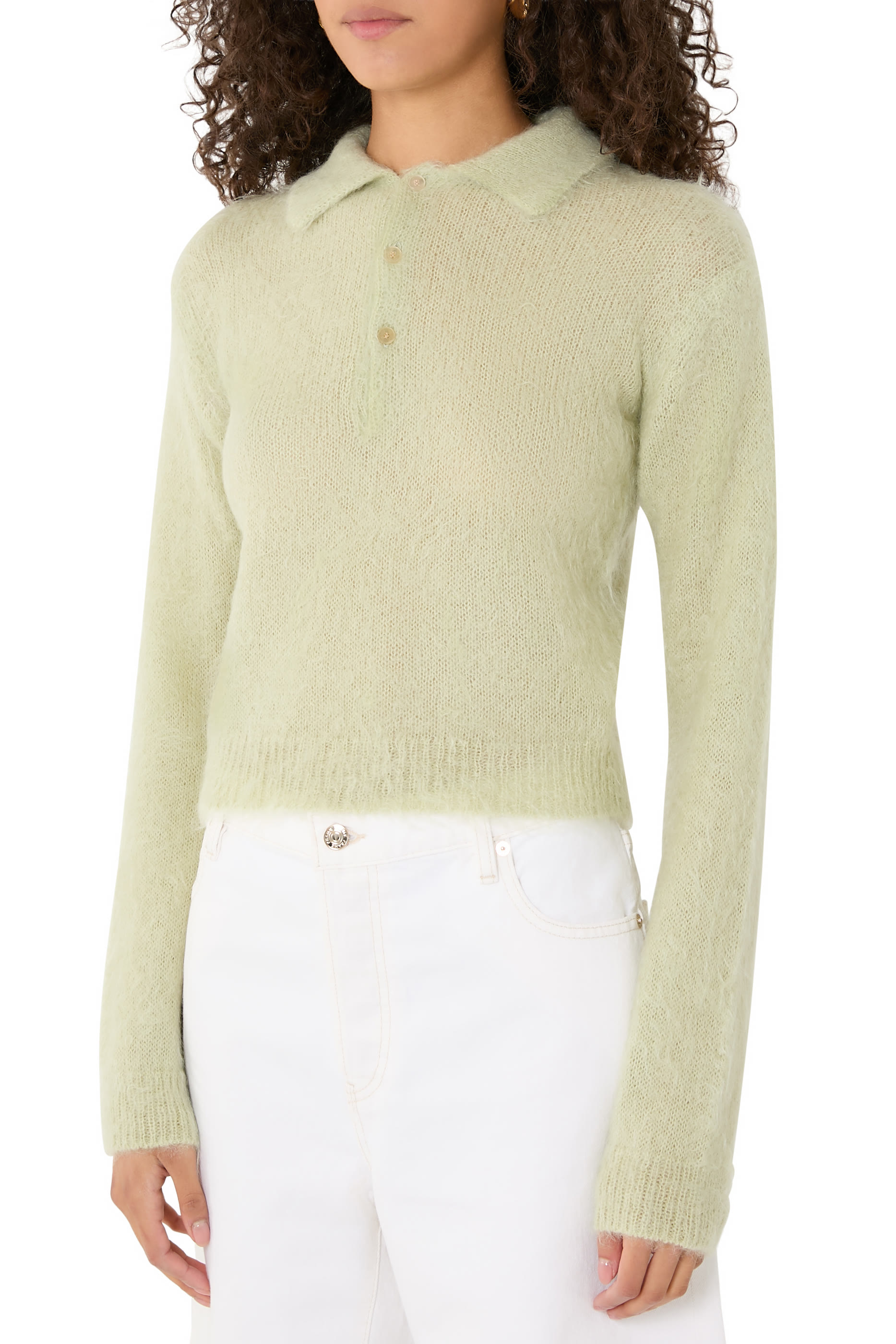 Brushed Super Kid Mohair Knit Polo