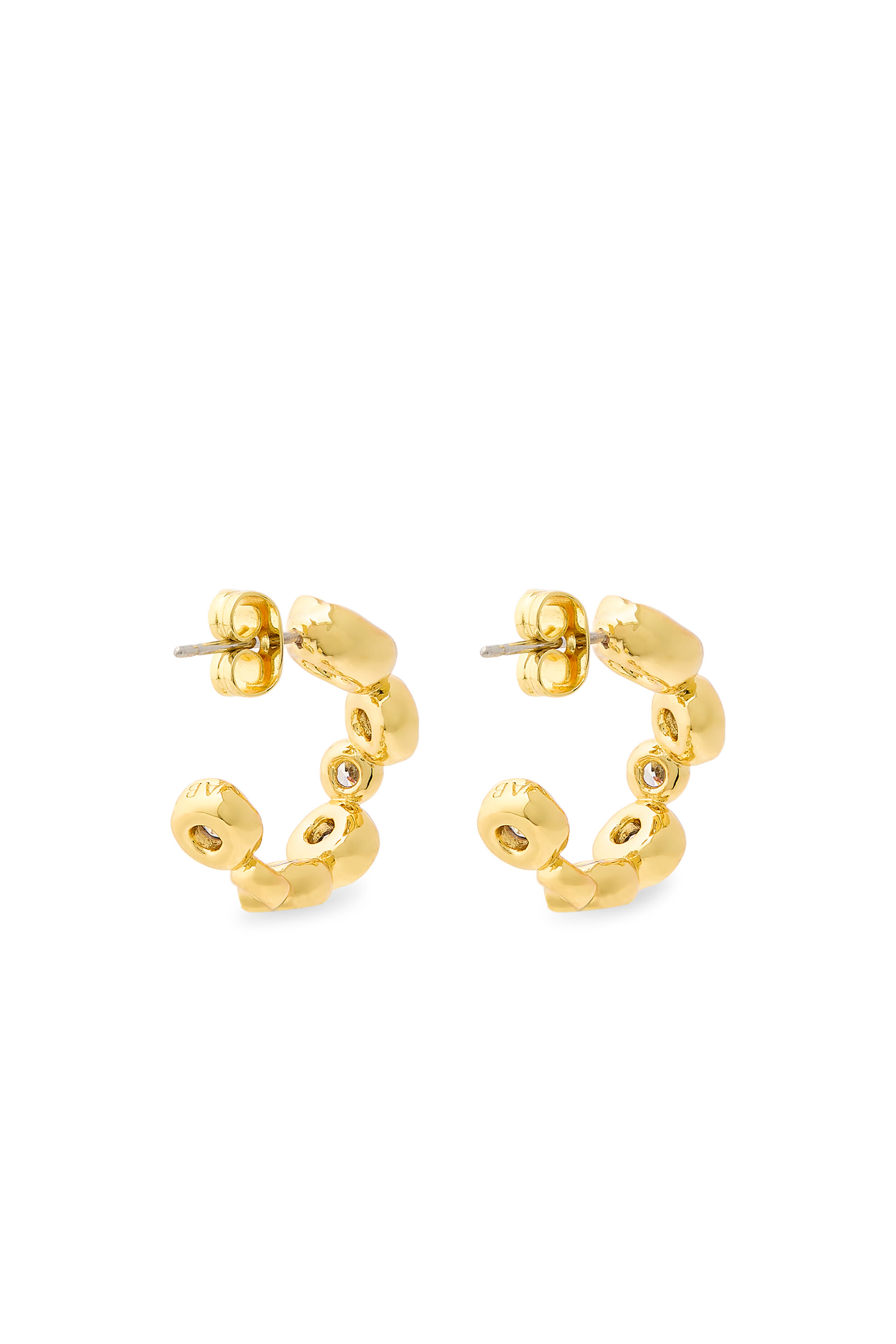 Asterales Small Hoop Earrings, 14k Gold Plated Brass & Cubic Zirconia