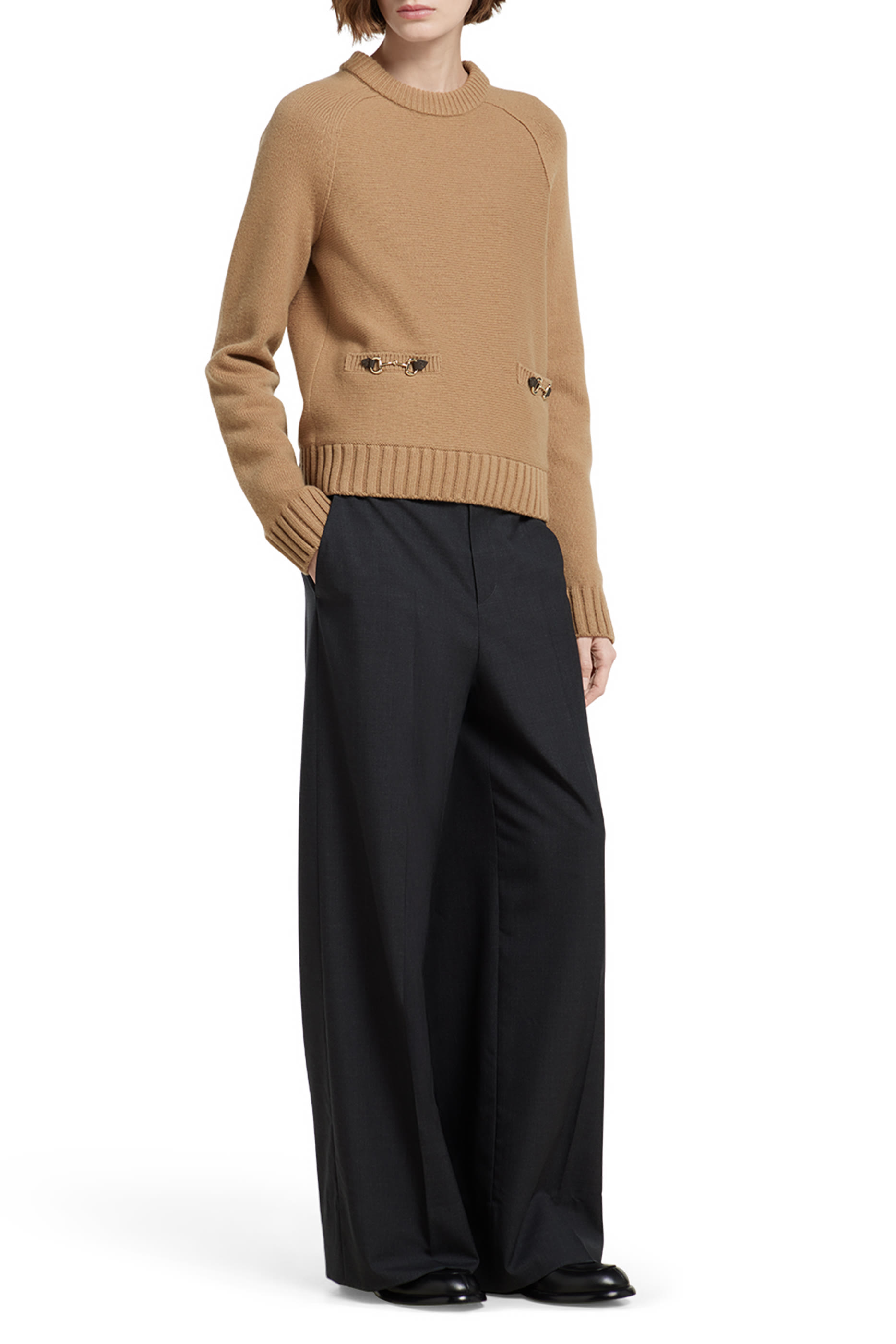 Wool Cashmere Top with Horsebit 