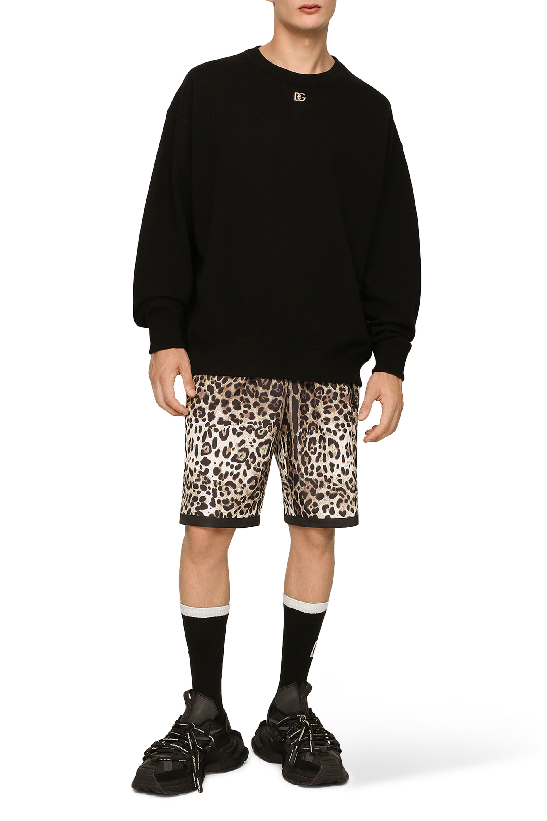 Lusso DG Logo Cashmere Round-Neck Sweater