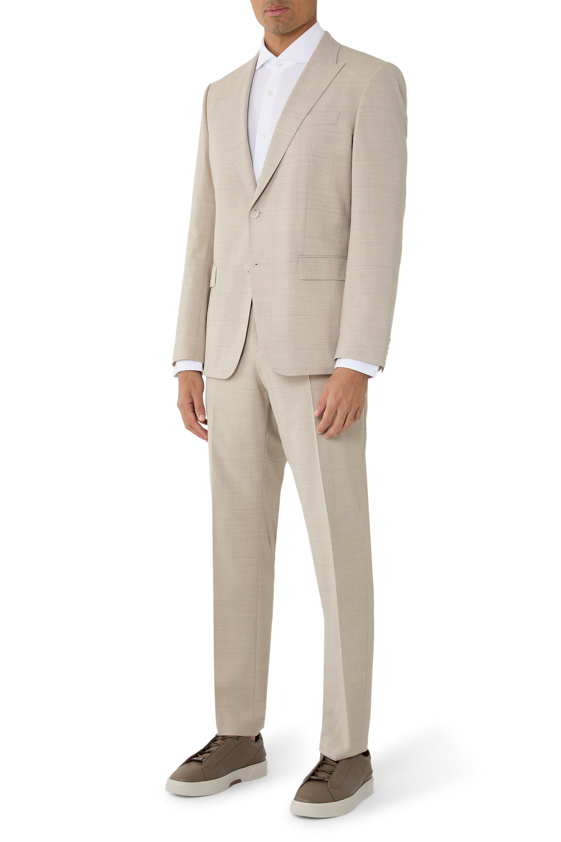 Checked Stretch Wool Slim-Fit Suit