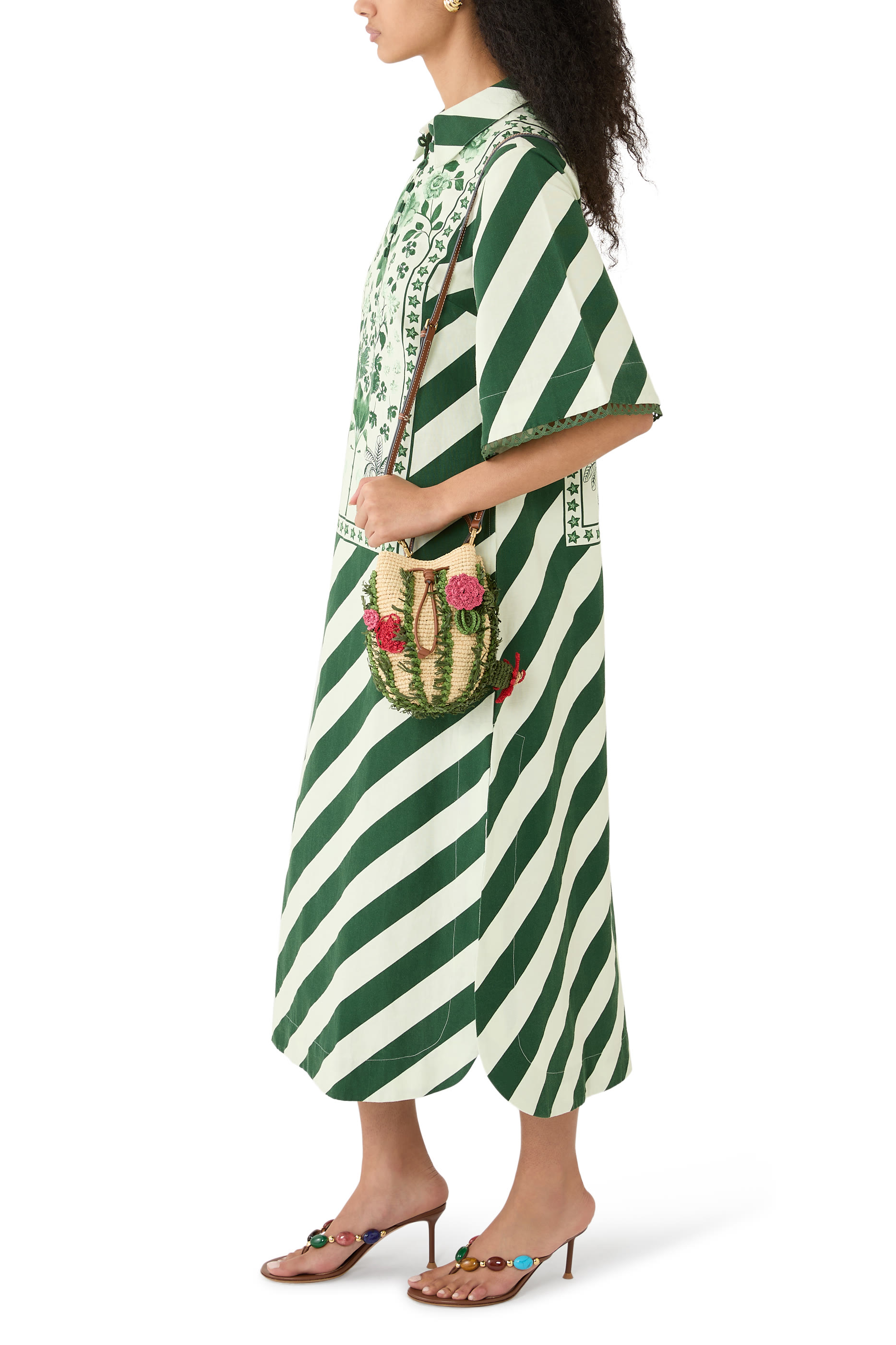 Raffia Floral Bucket Bag