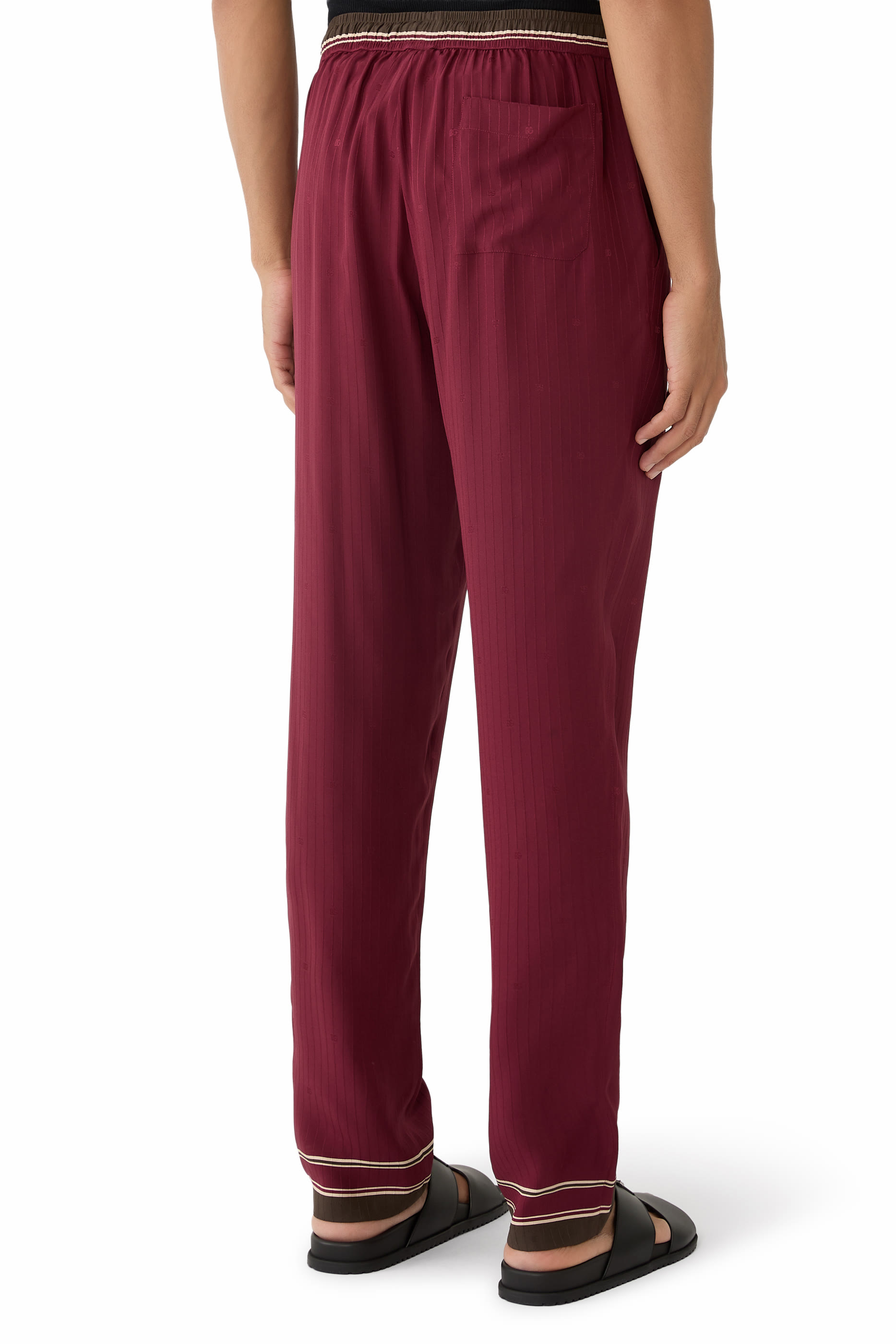 Logo-Print Striped Jacquard Trousers