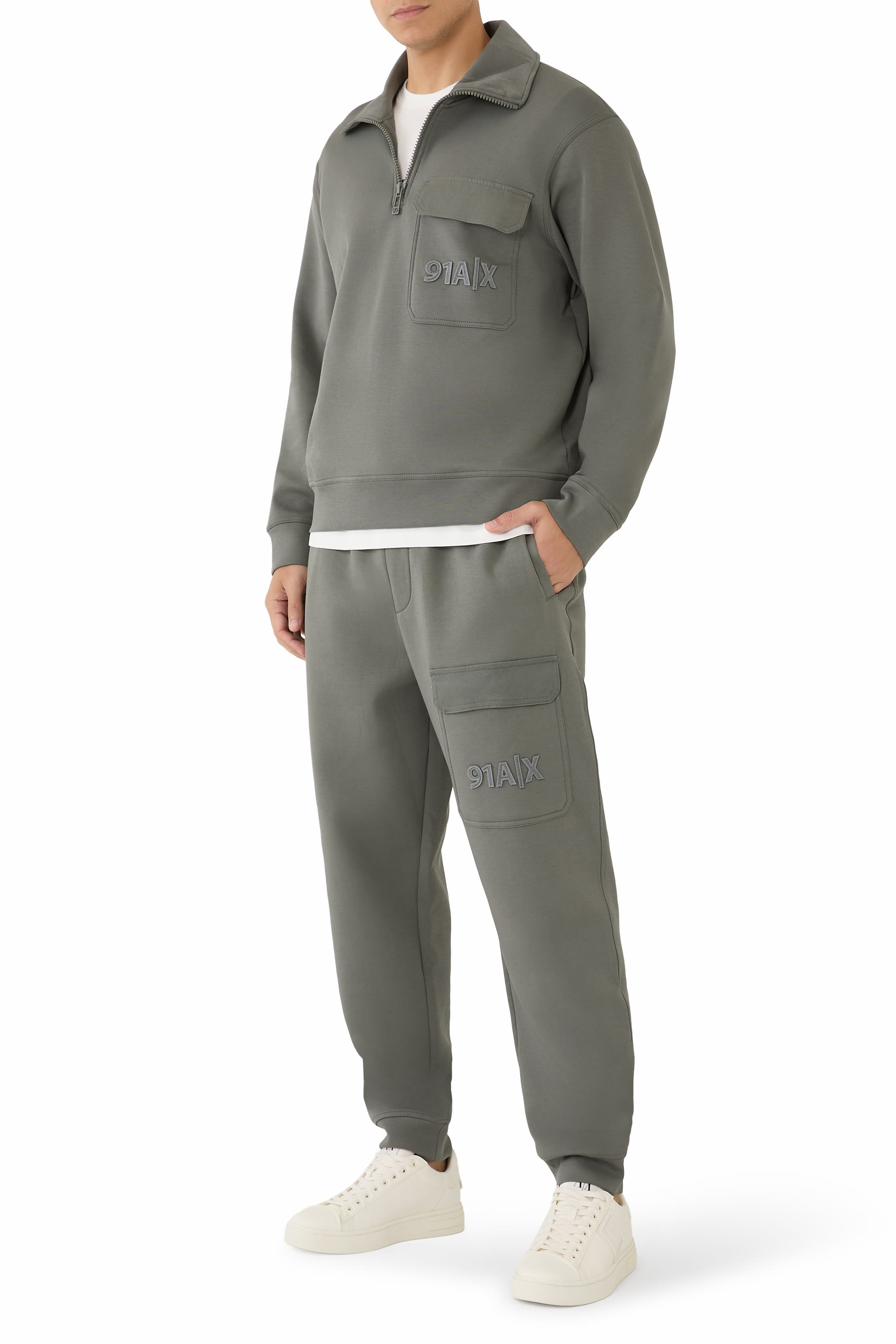 Ninety-One Logo High-Neck Half-Zip Sweatshirt