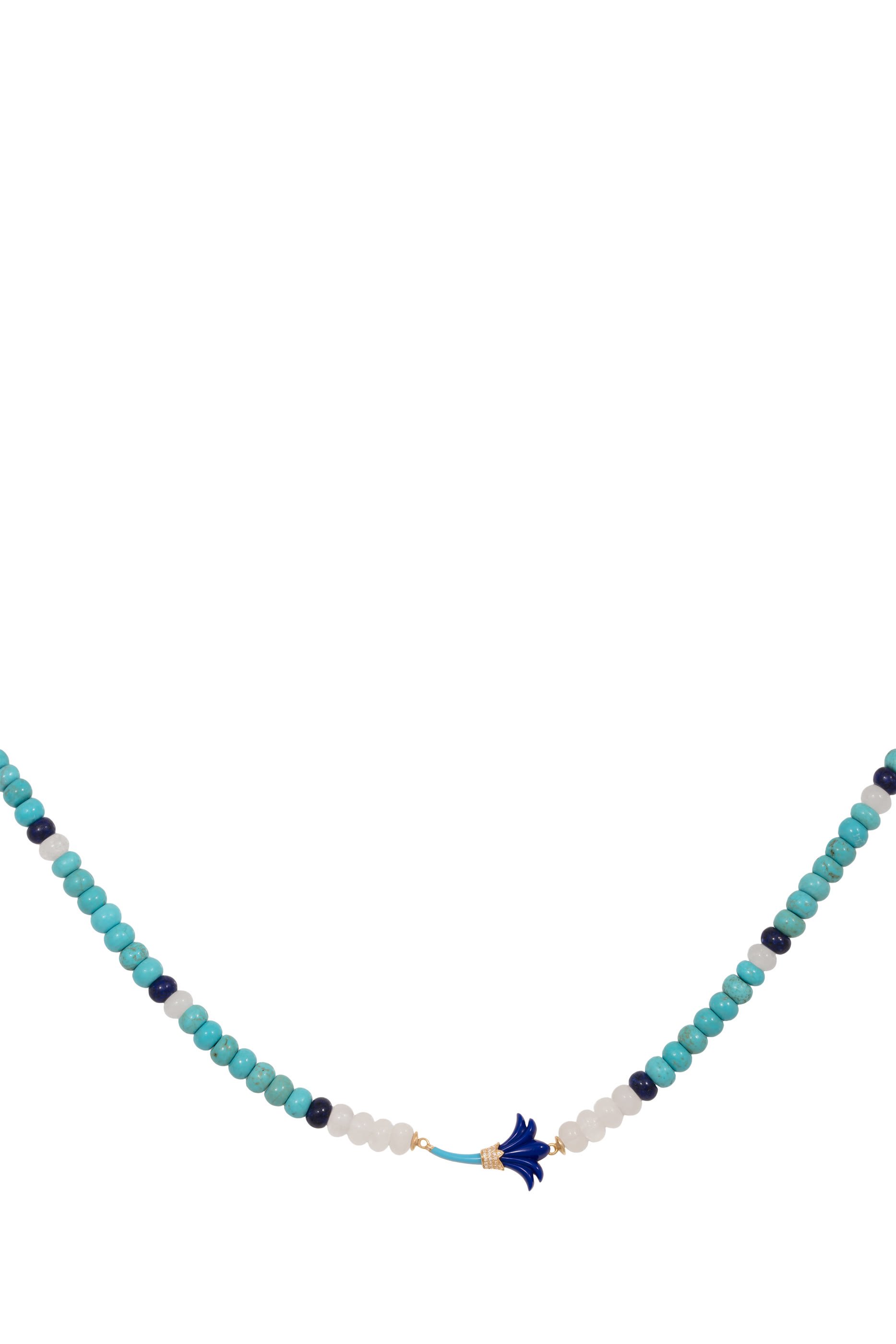 Beaded Psychedeliah Necklace, 18K Yellow Gold, Beads & White Diamonds