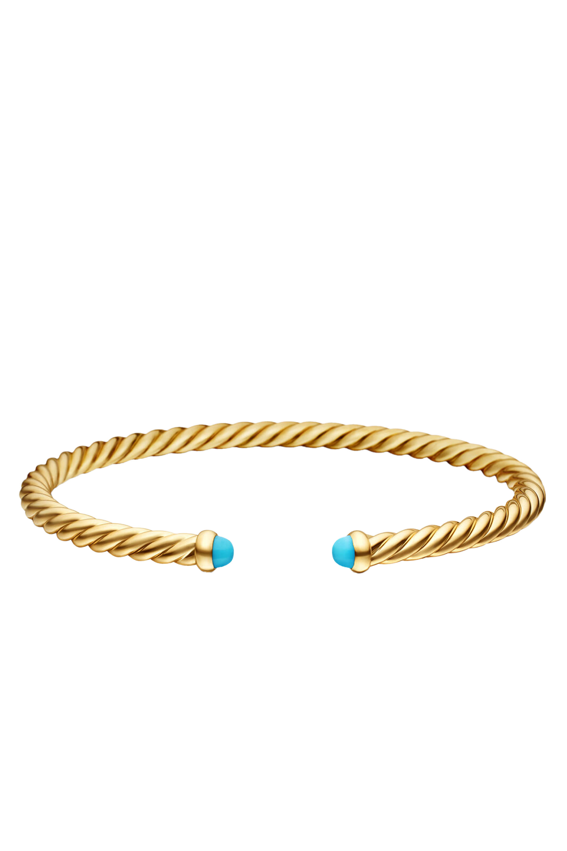 18K Yellow Gold & Turquoise Cable Flex Bracelet 