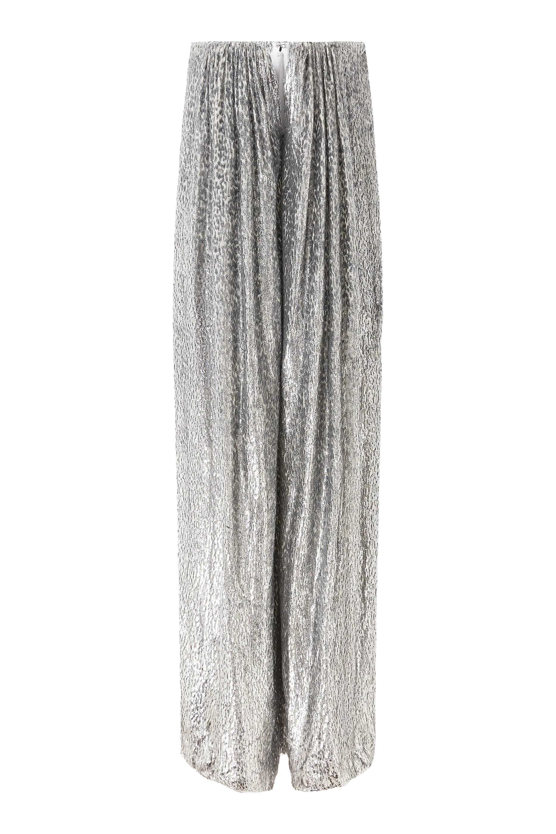 Pleated Metallic Velvet Dress