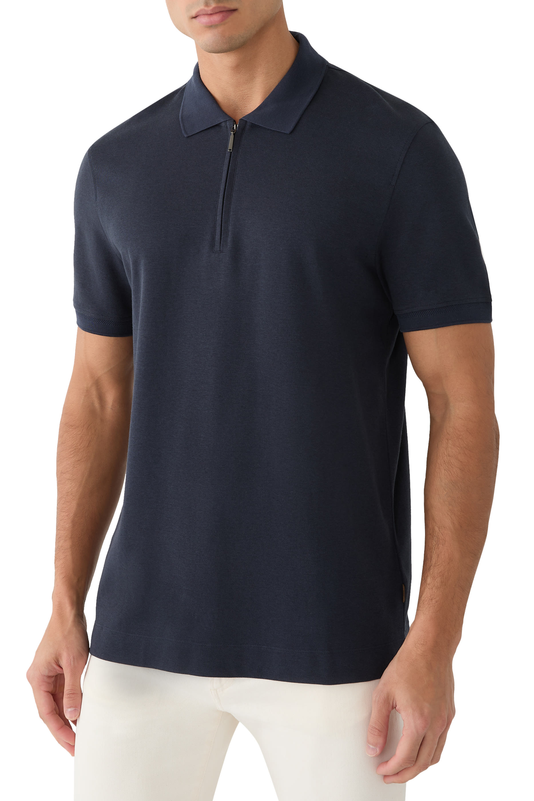 Zip-Neck Polo Shirt in Cotton and Cashmere