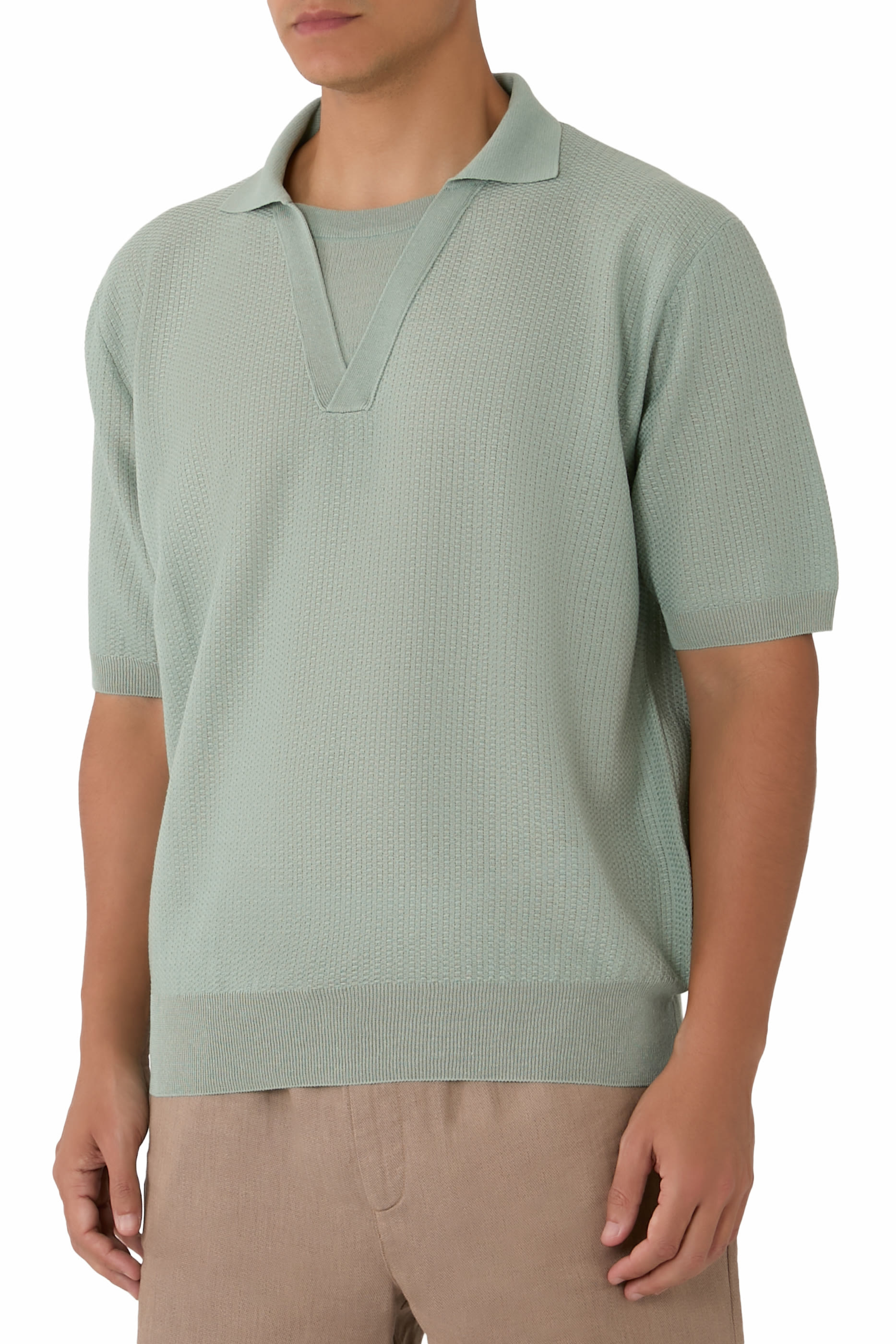 Layered Neck Knit Polo