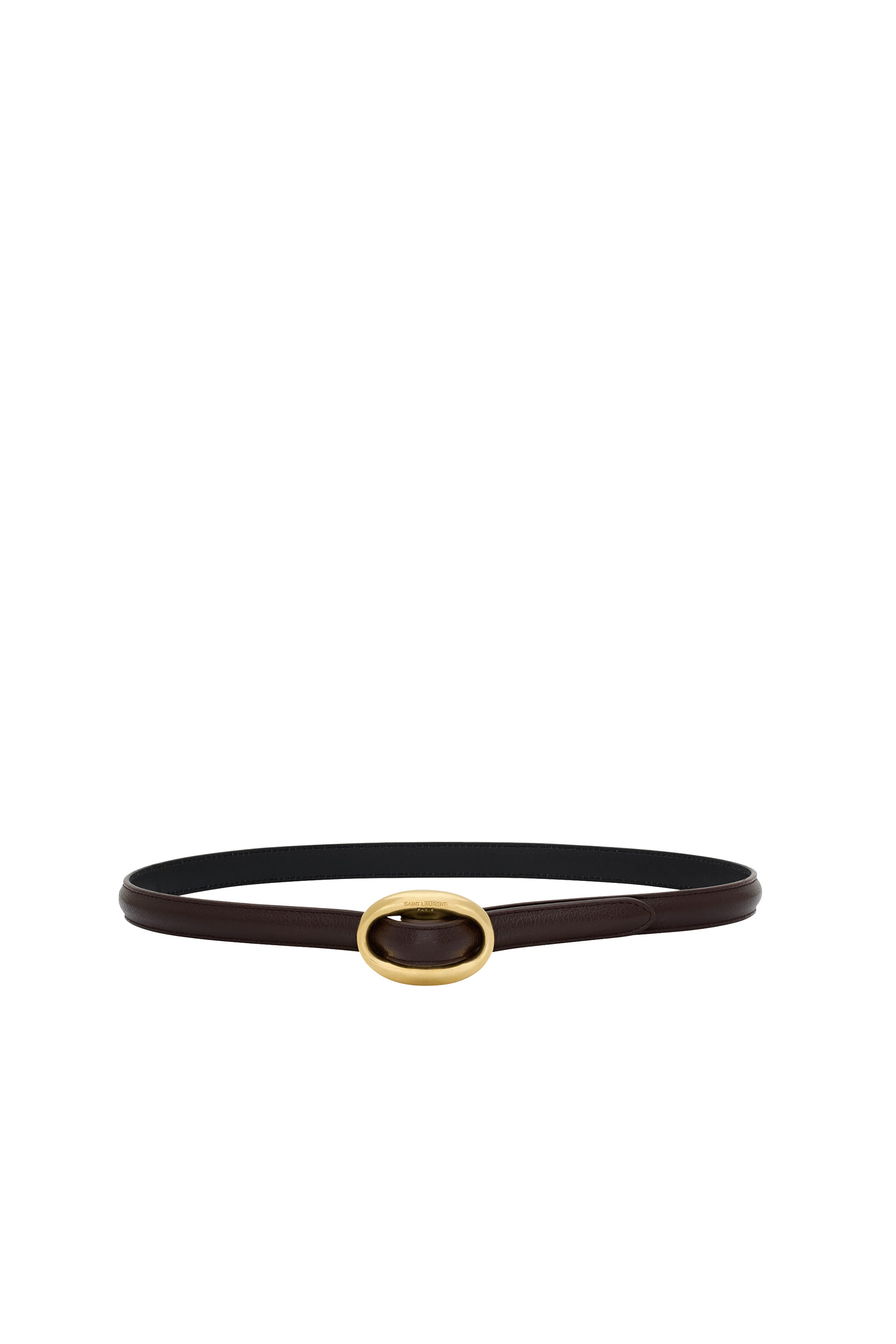 Oval Buckle Thin Belt in Smooth Leather