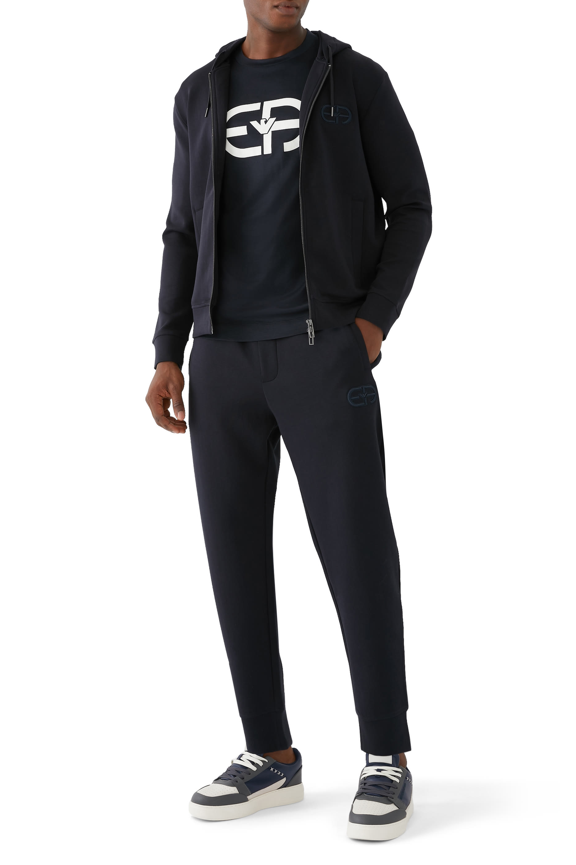 Embossed Embroidered EA Logo Double-Jersey Joggers