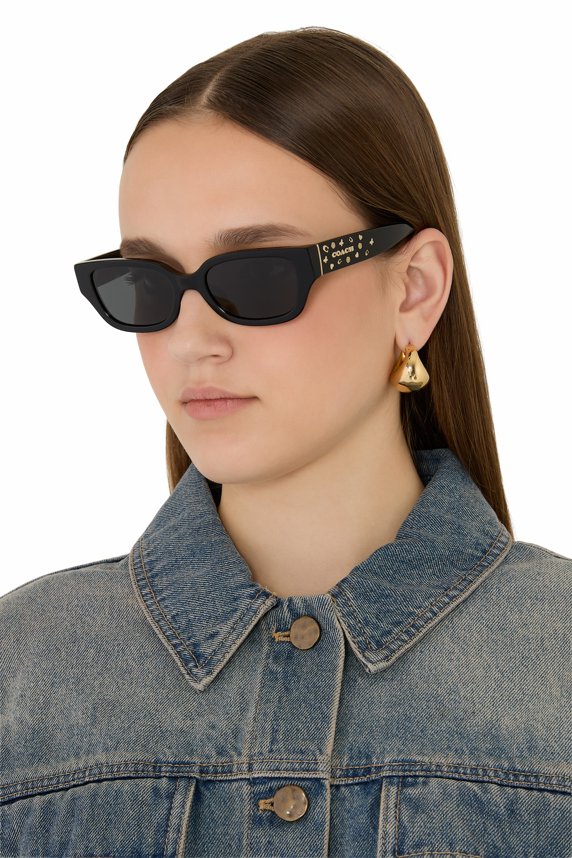 Rectangular Frame Sig Charms Temple Sunglasses