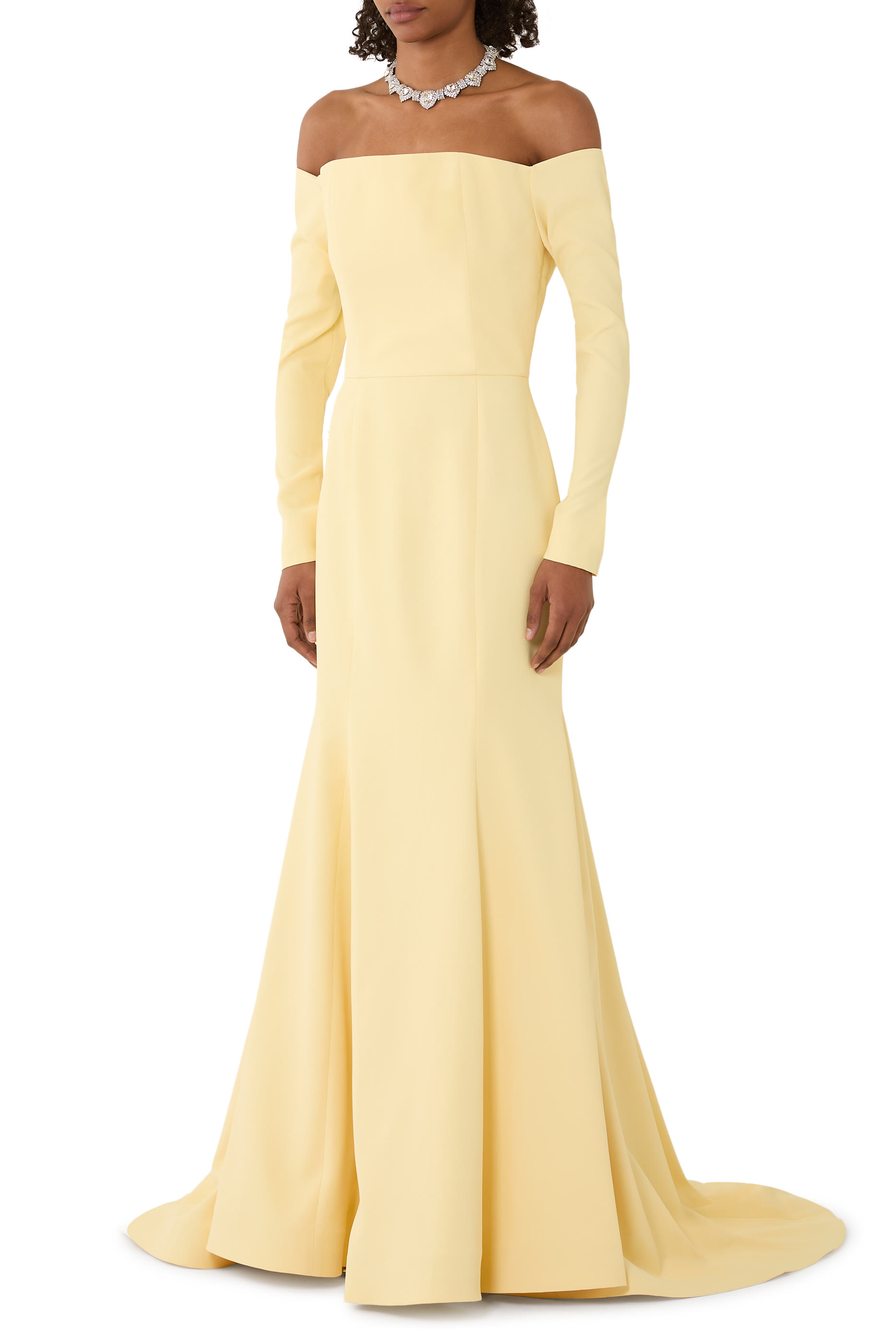 Off-Shoulder Mermaid Crepe Gown