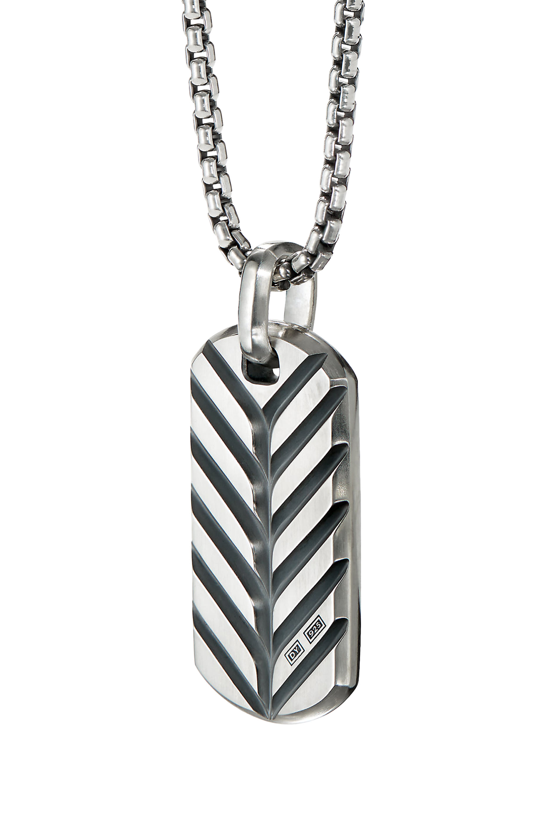 Chevron Tag, Sterling Silver