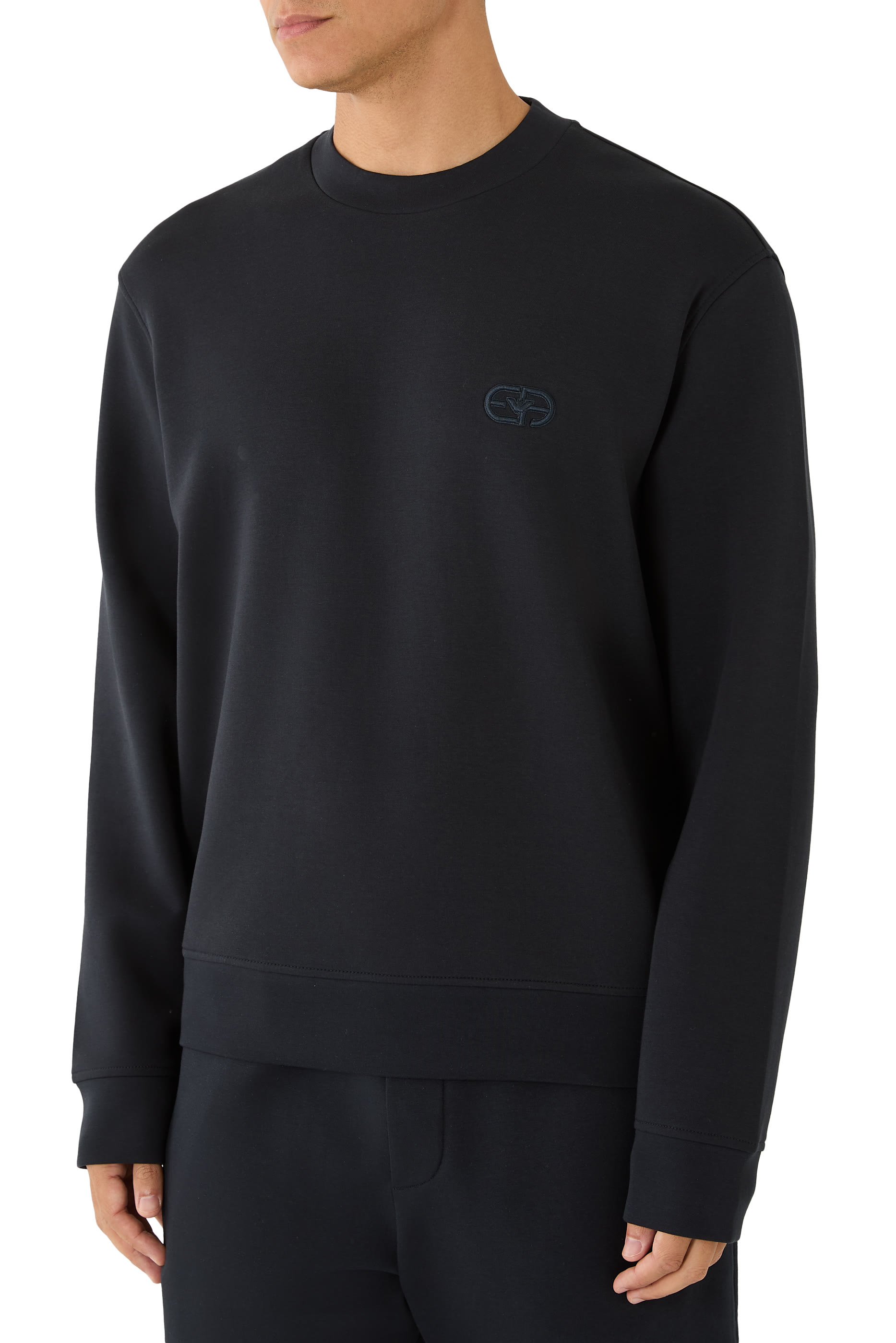 Embossed EA Logo Double-Jersey Sweatshirt